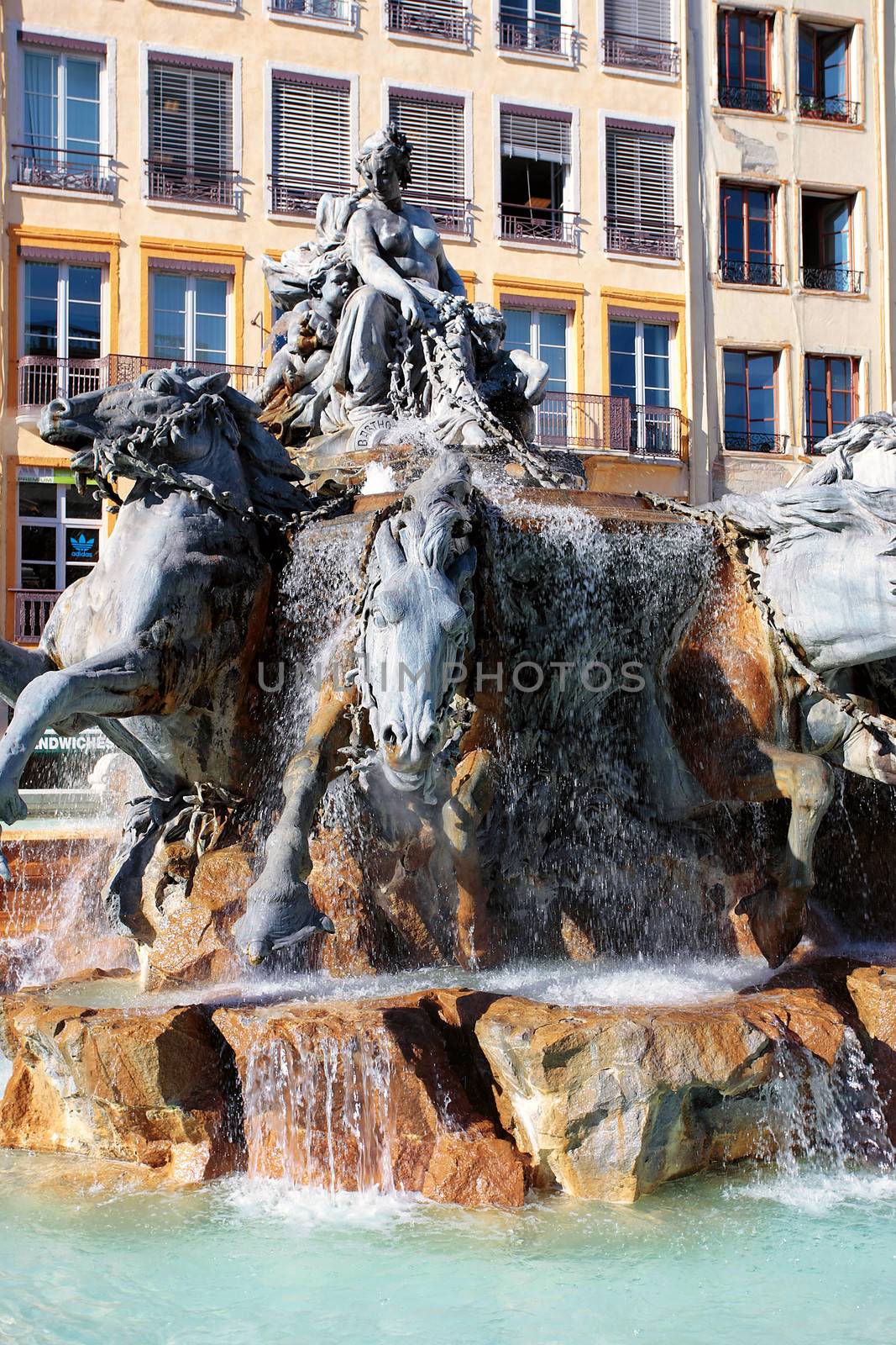 The Bartholdi Fountain at the Place des Terreaux in Lyon, France 