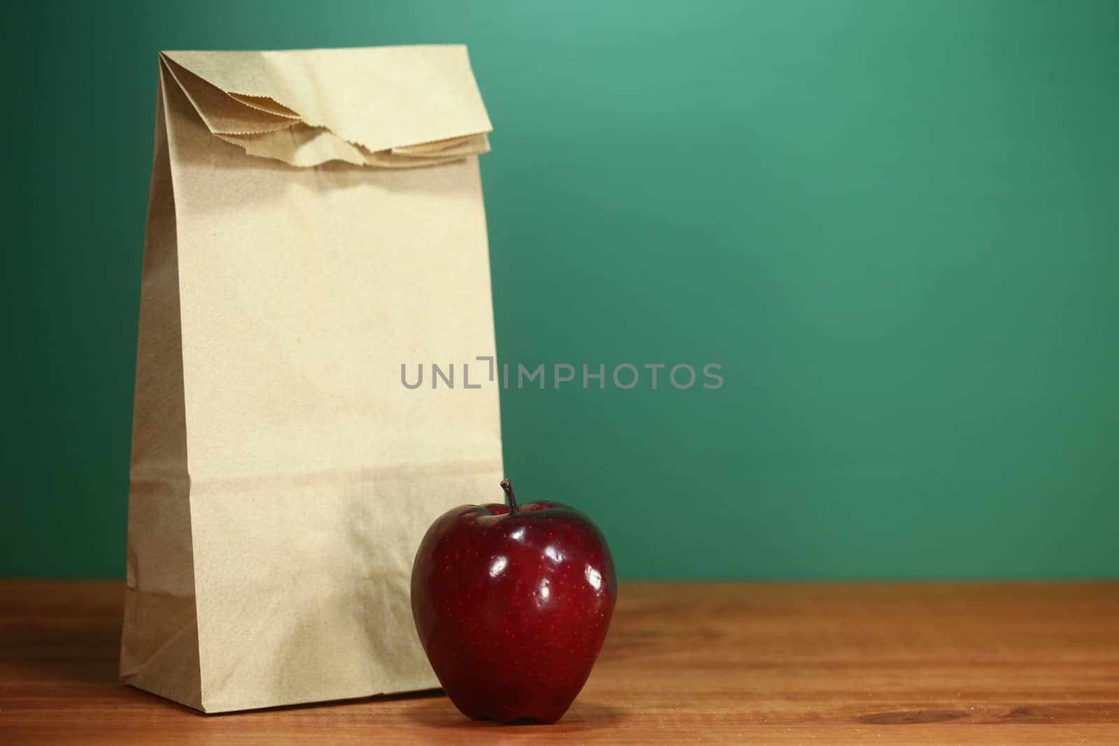 Back to School Lunch Sack Sitting on Teacher Desk