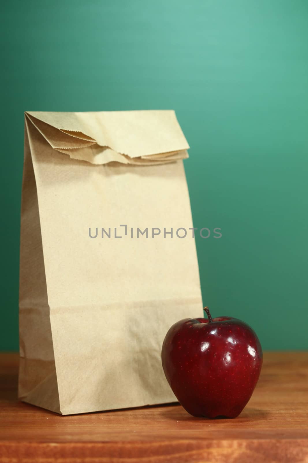 Back to School Lunch Sack Sitting on Teacher Desk