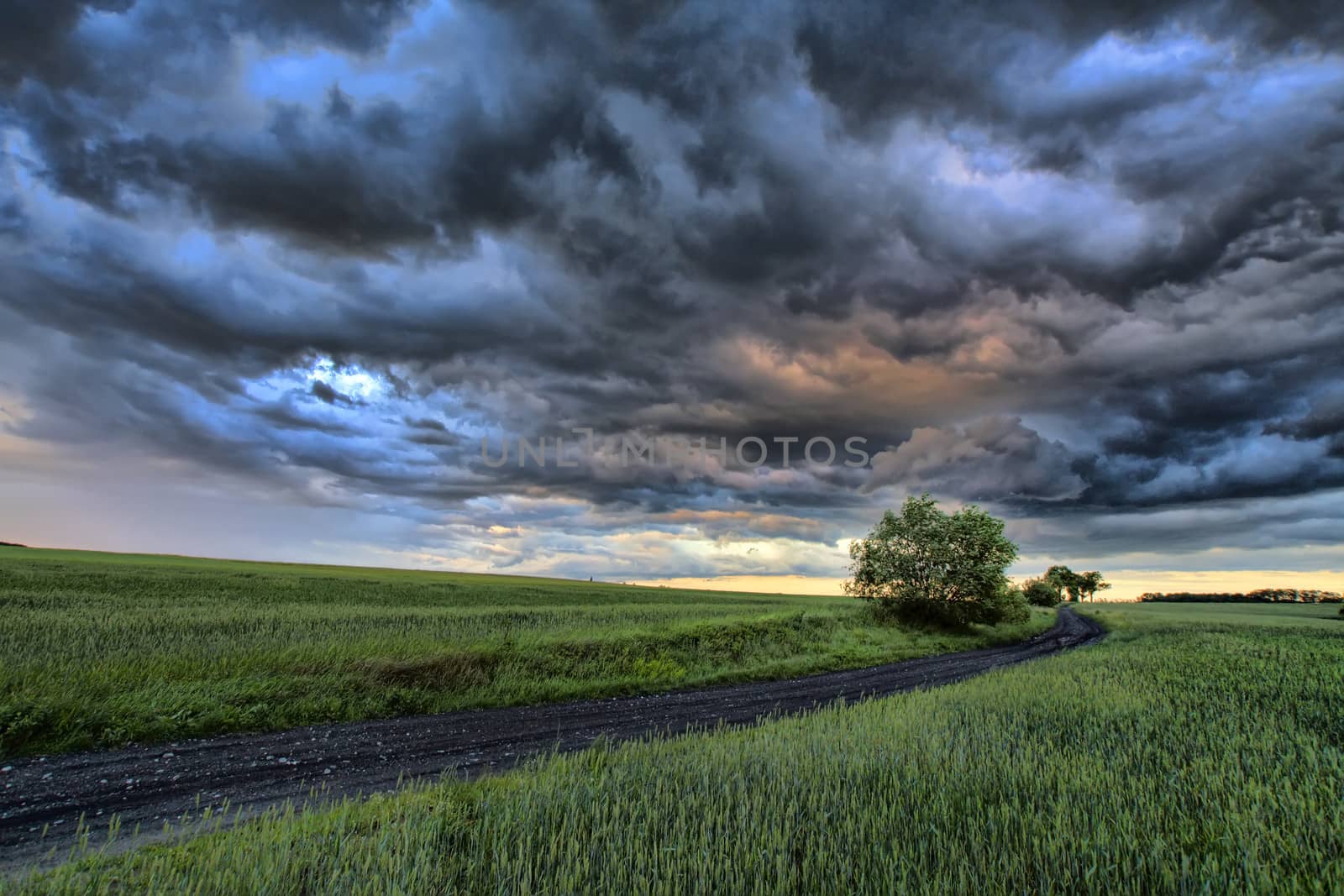 Poland Nysa dark clouds over the field