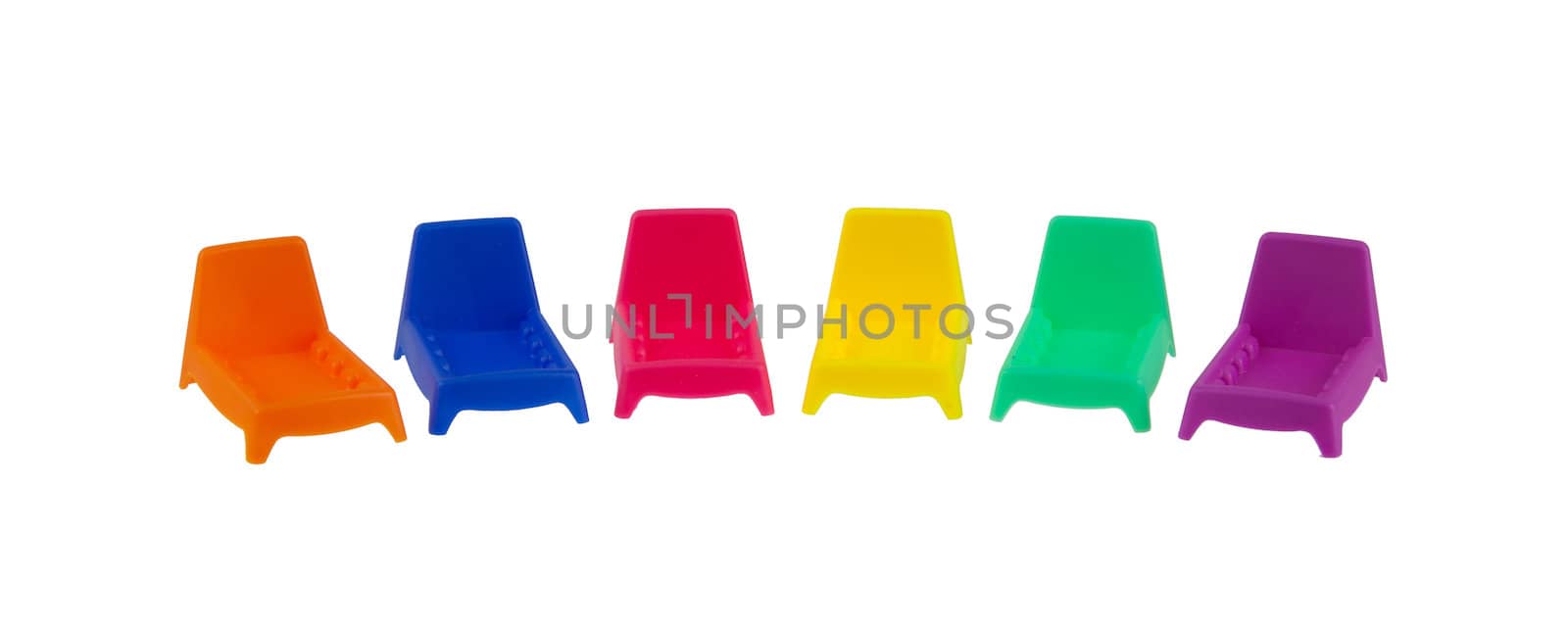 Different colored unique pawns isolated on a white background