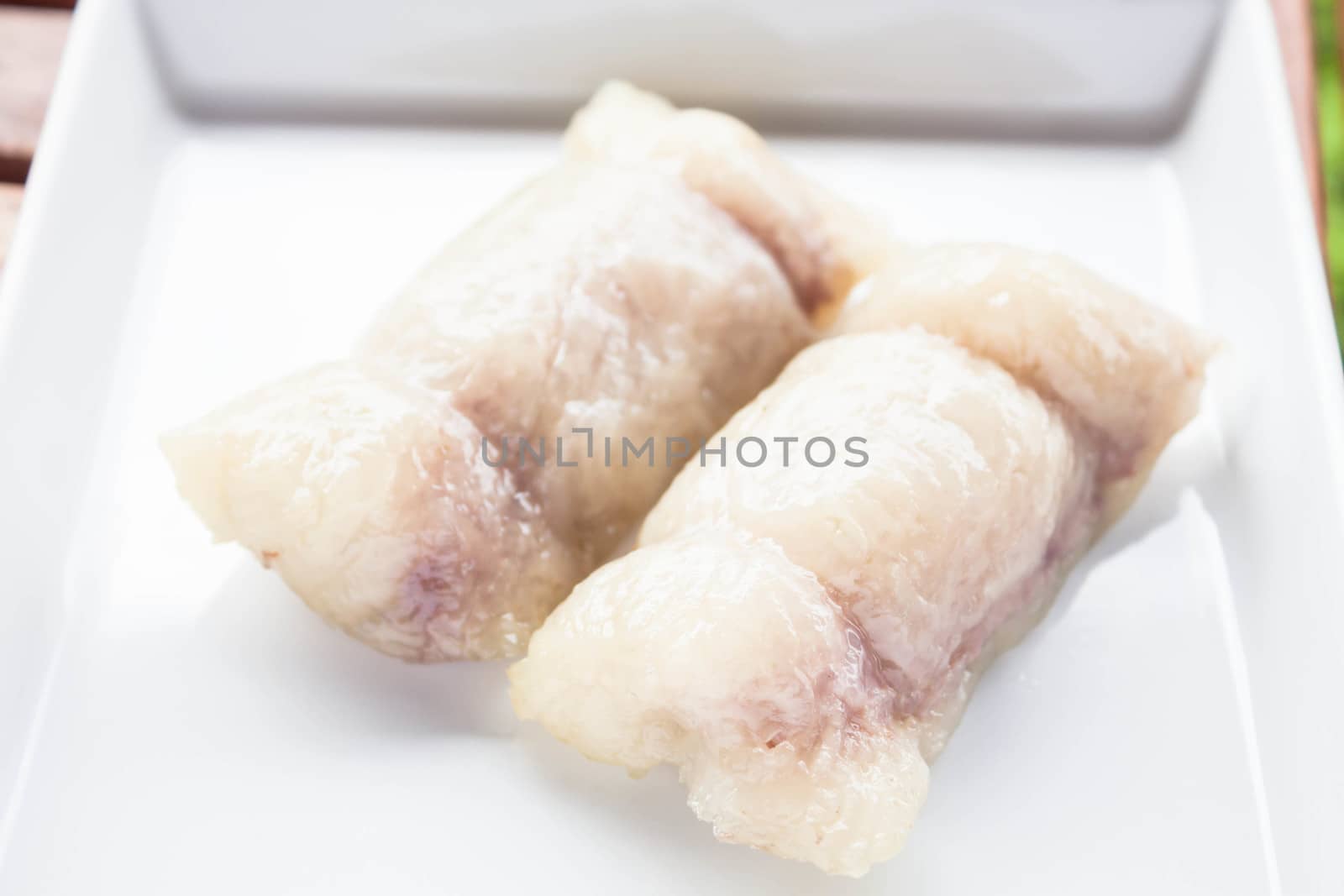 Bunch of mush with banana filling up close, stock photo