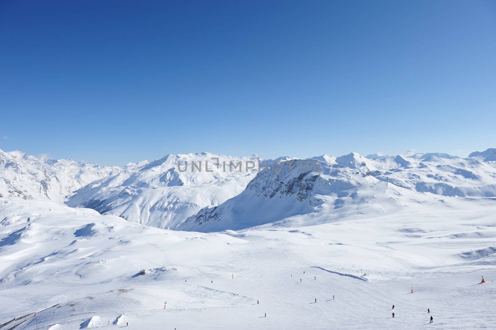 Mountains with snow in winter, Val-d'Isere, Alps, France