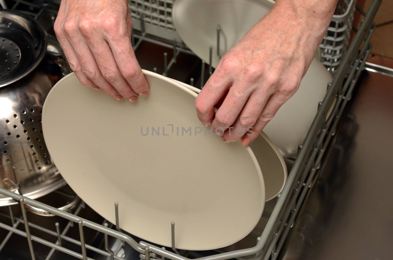 doing dishes and loading or unloading plate and a dishwasher