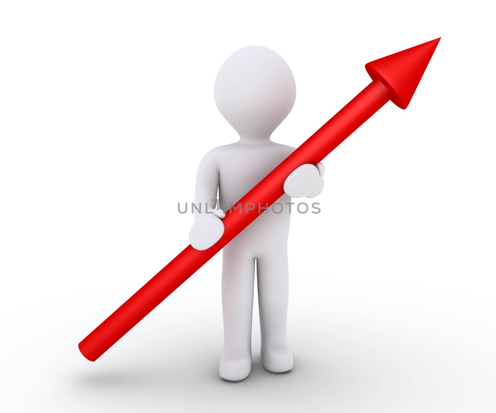 3d person holding a cylindrical arrow