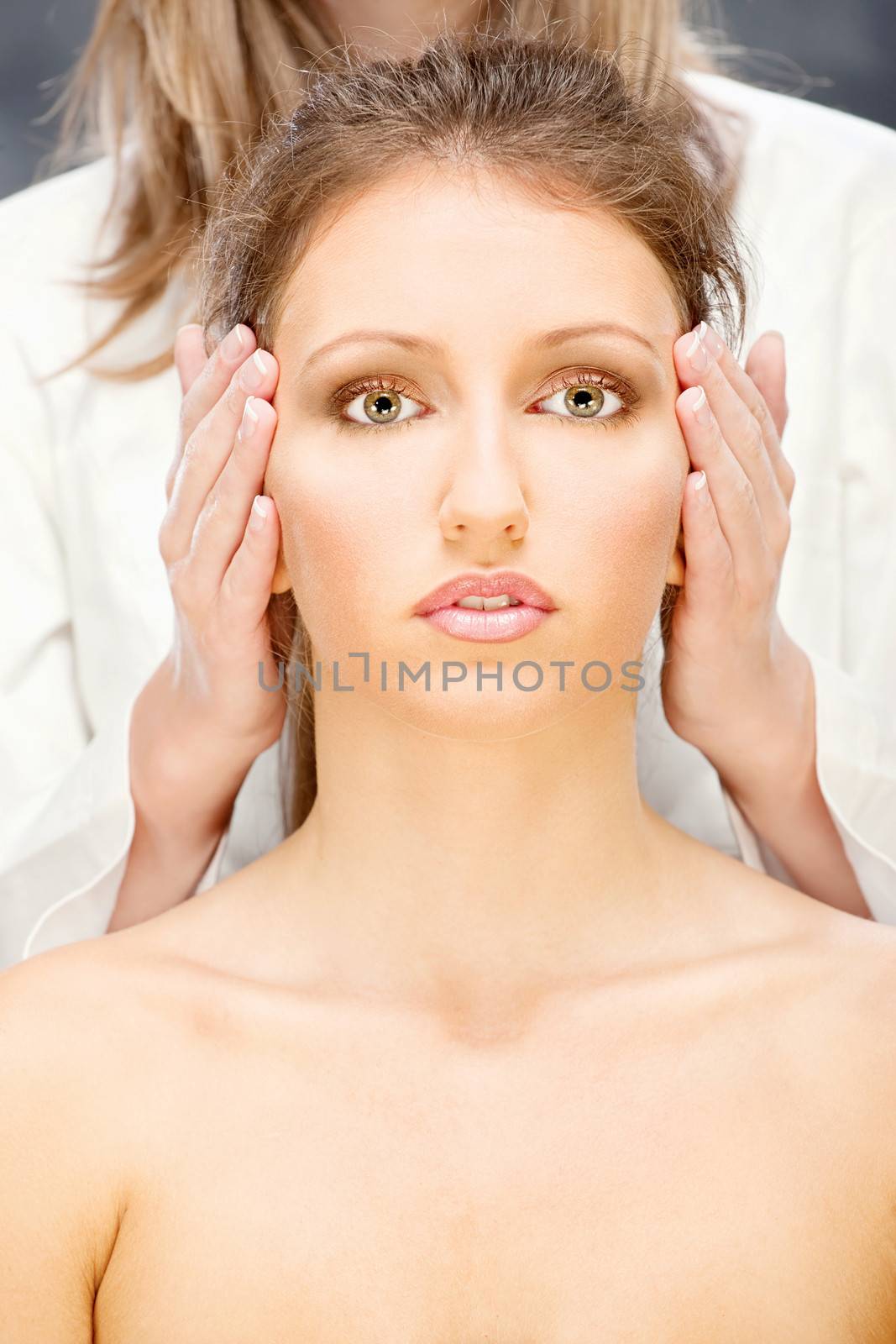 Pretty woman on head massage treatment
