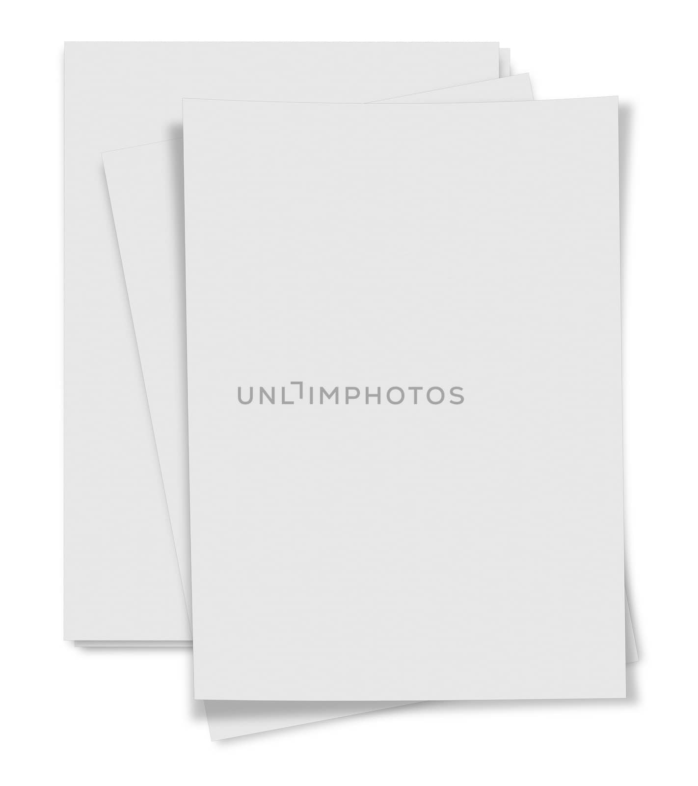 collection of various blank white paper on white background