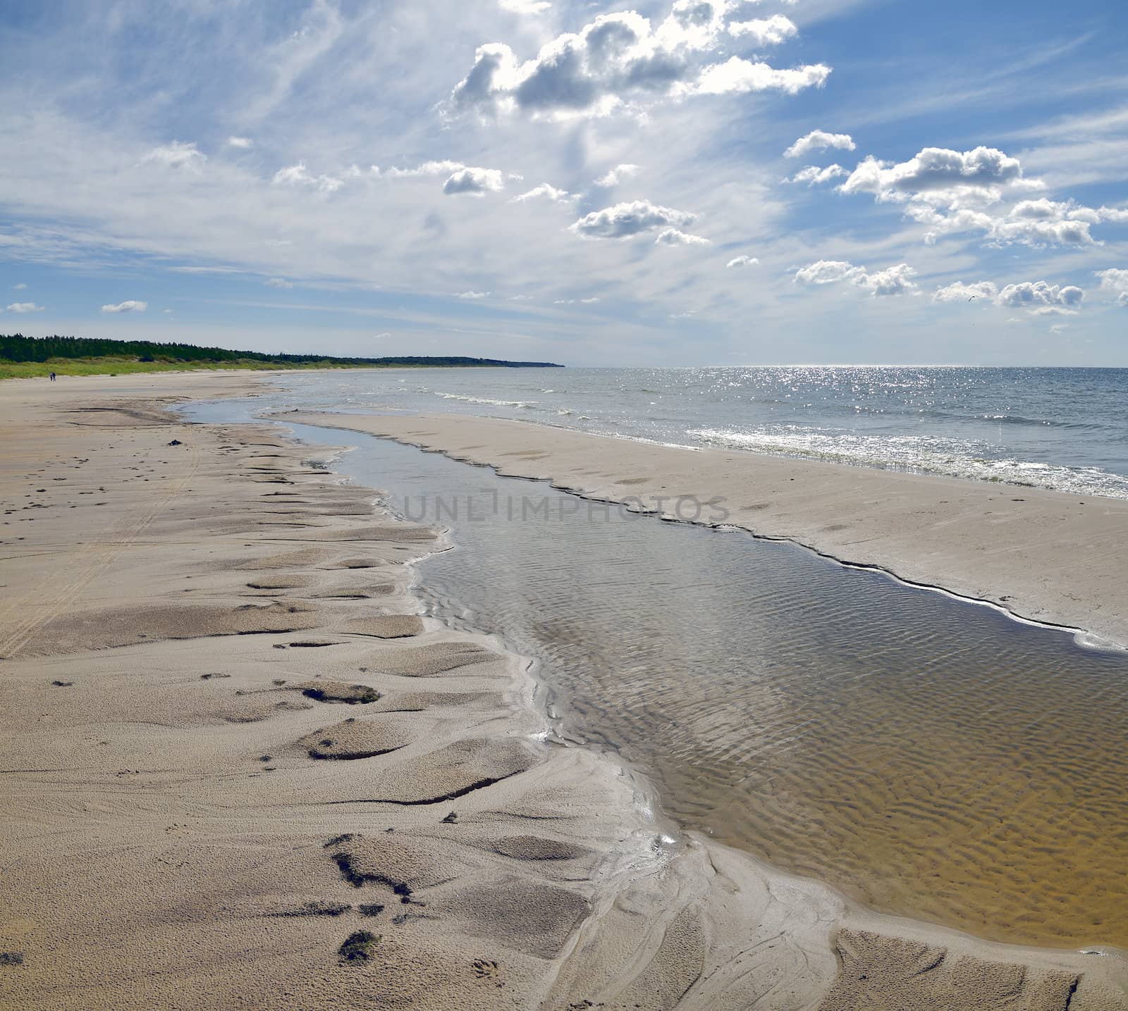 Baltic sea beach, autumn day. 