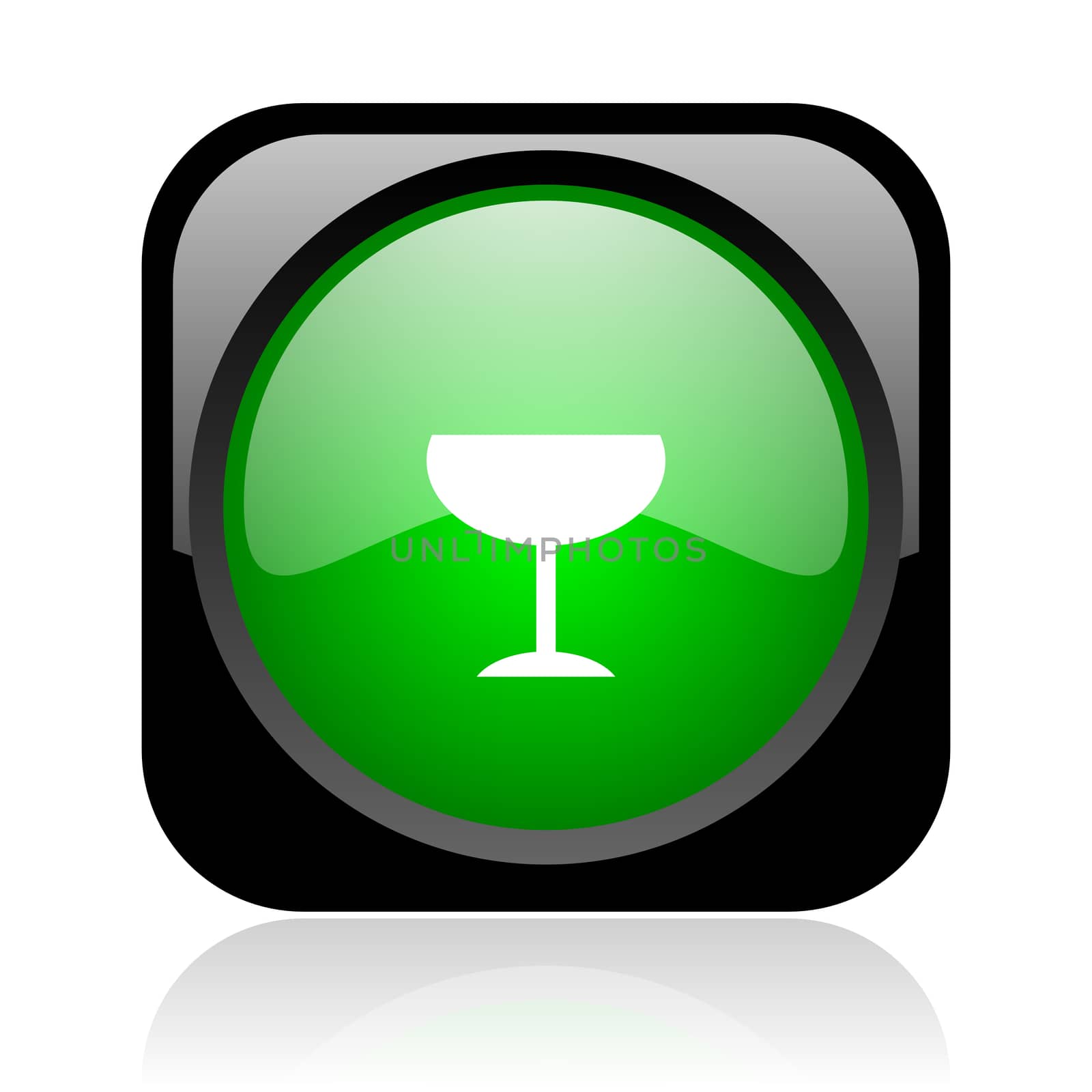 glass black and green square web glossy icon