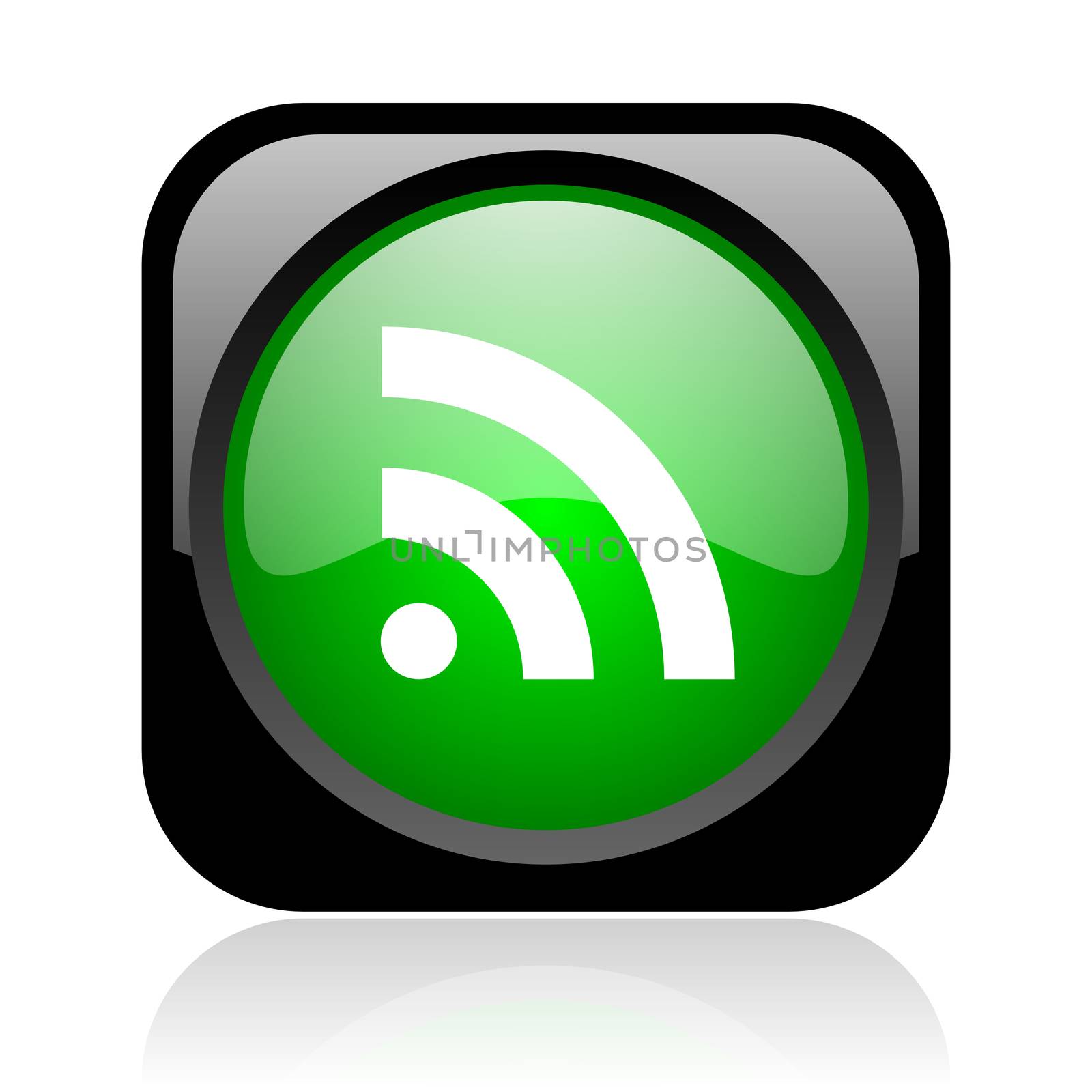 rss black and green square web glossy icon