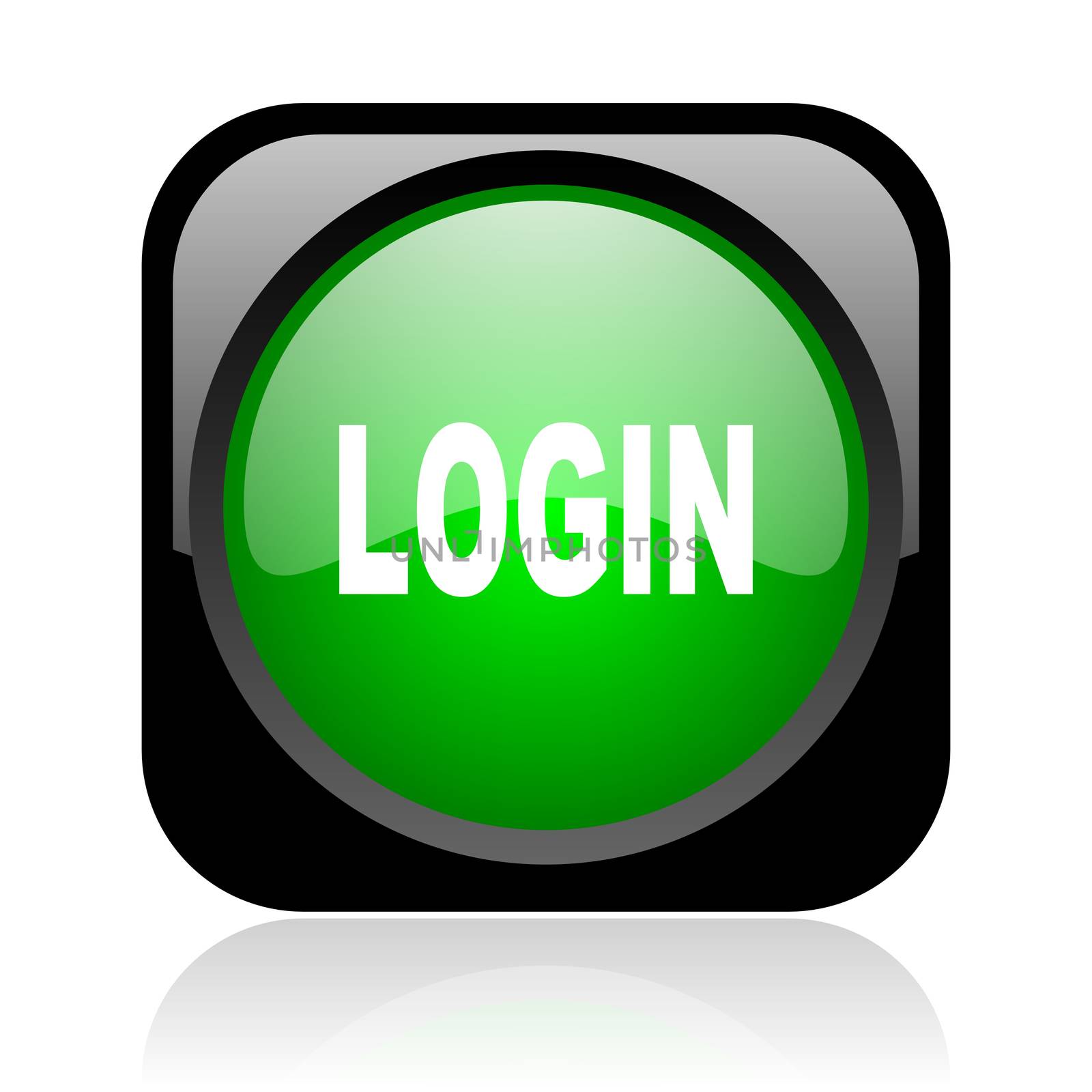 login black and green square web glossy icon
