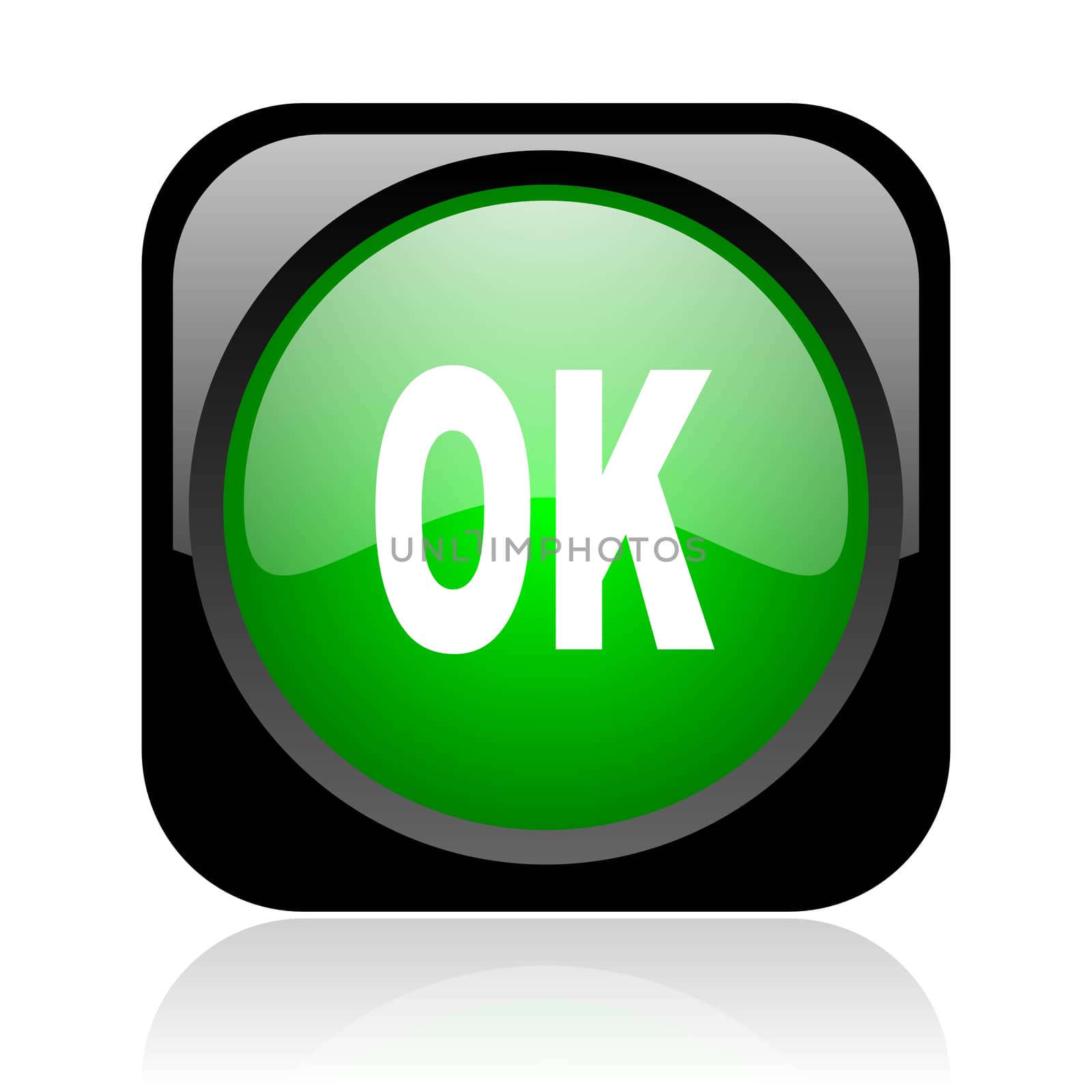 ok black and green square web glossy icon