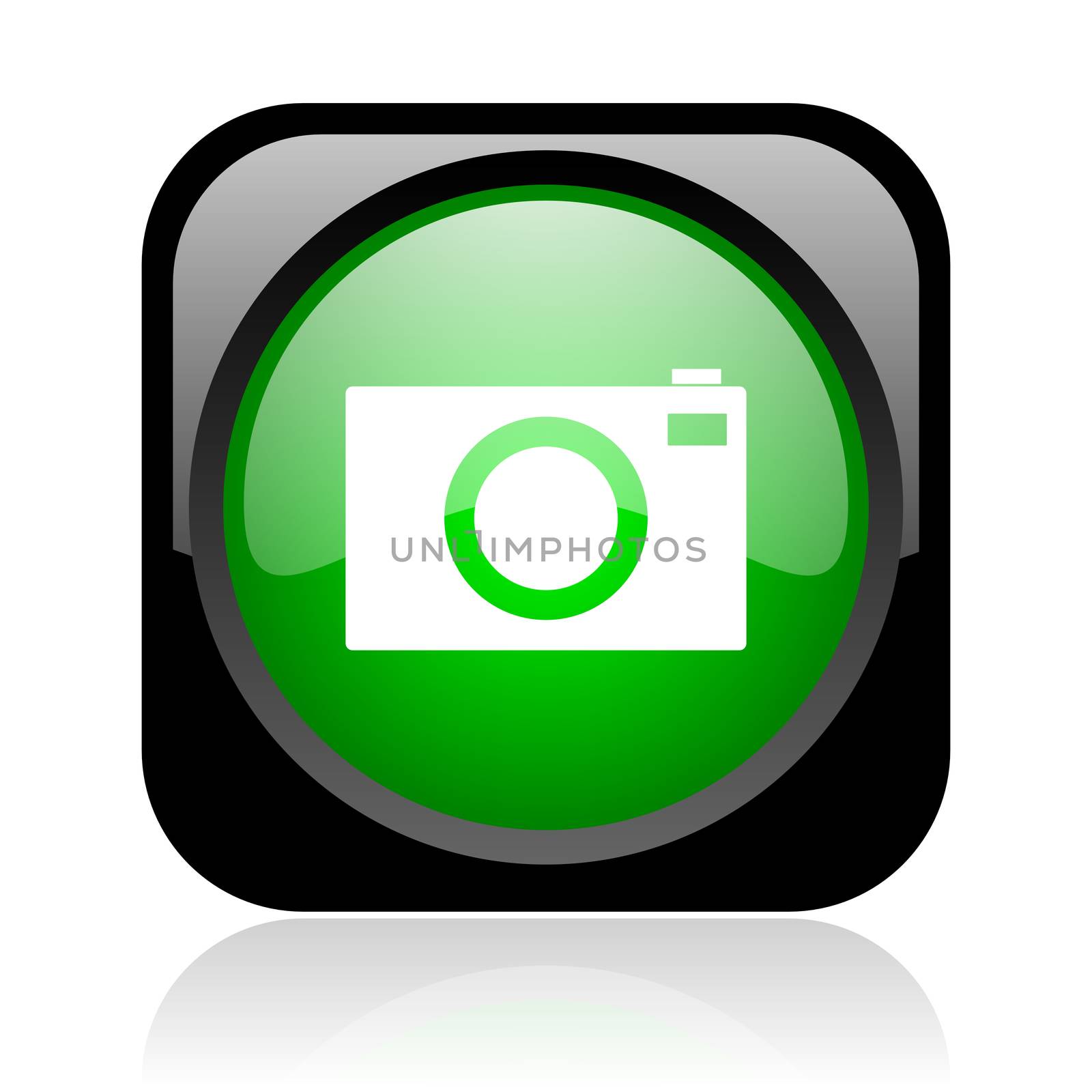 camera black and green square web glossy icon