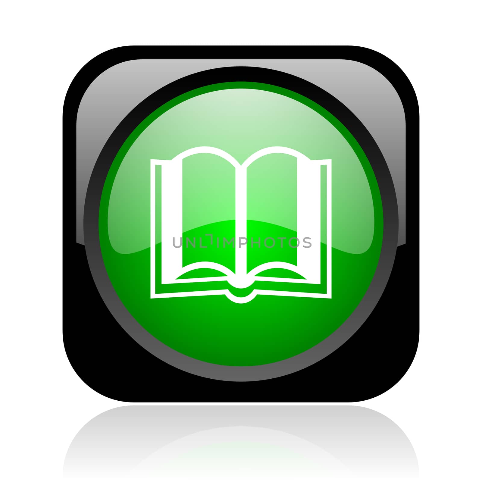 book black and green square web glossy icon