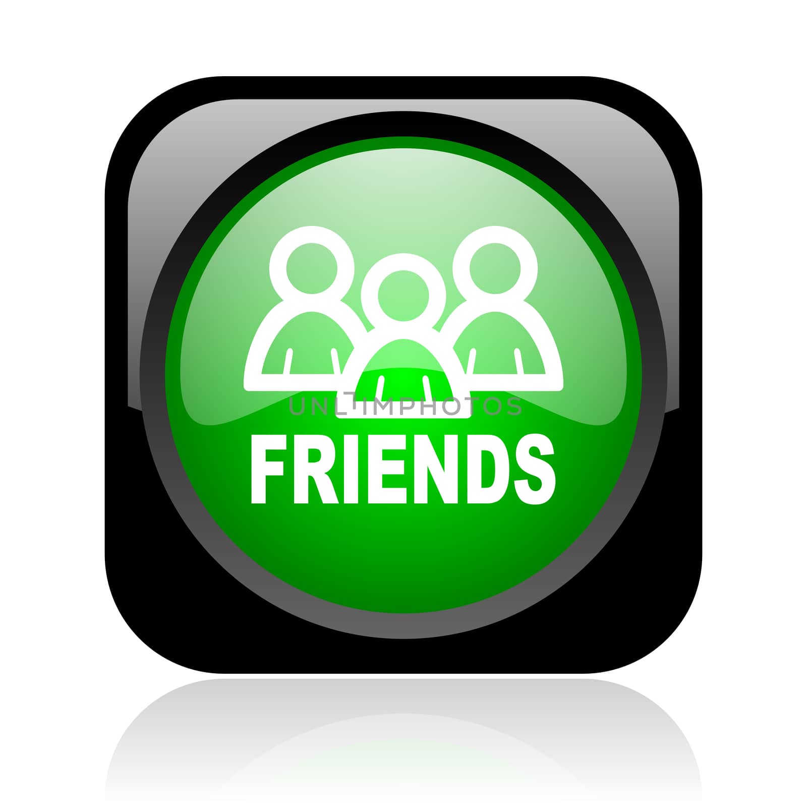 friends black and green square web glossy icon