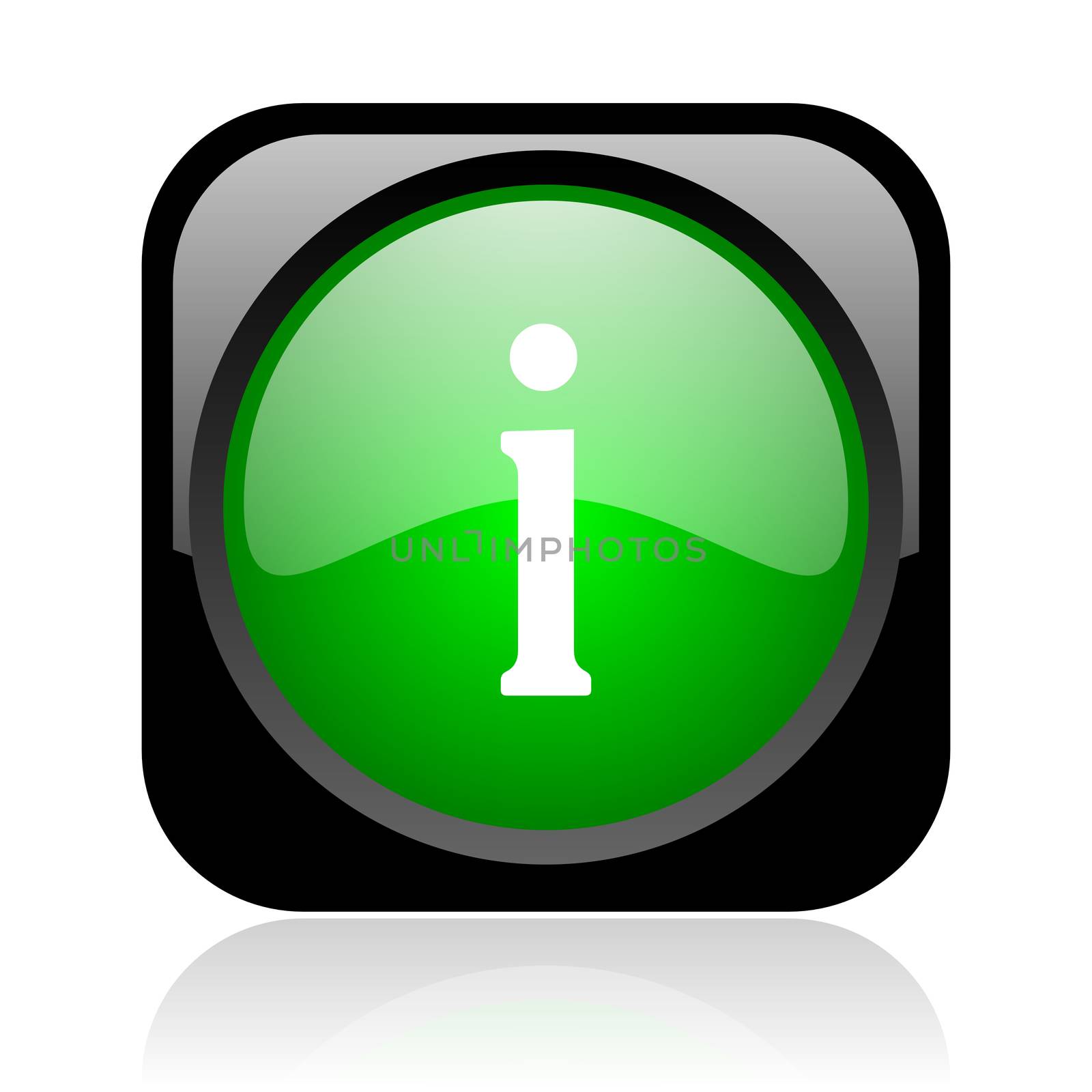 information black and green square web glossy icon