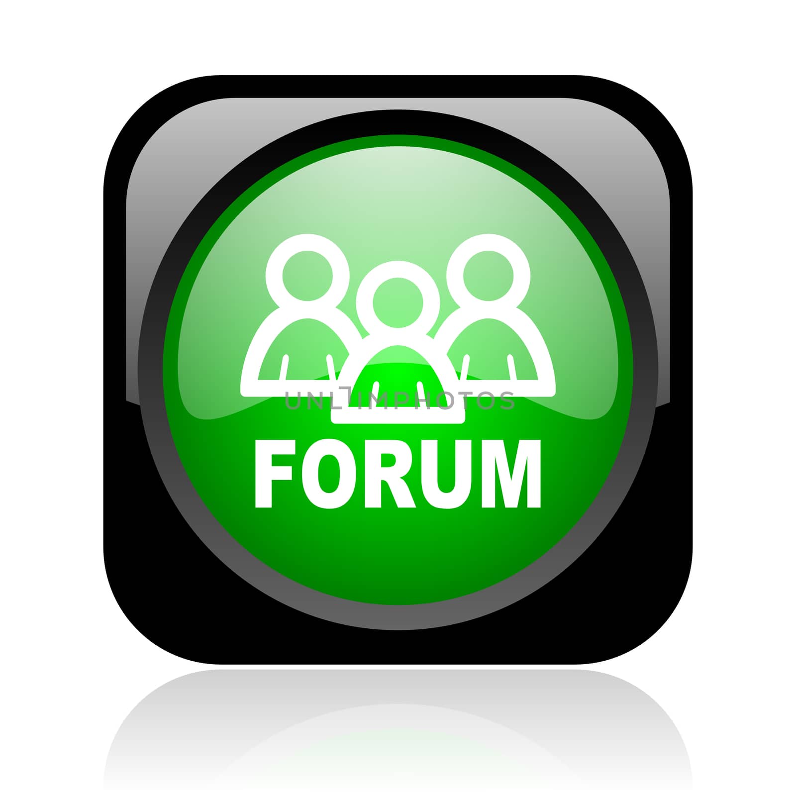 forum black and green square web glossy icon