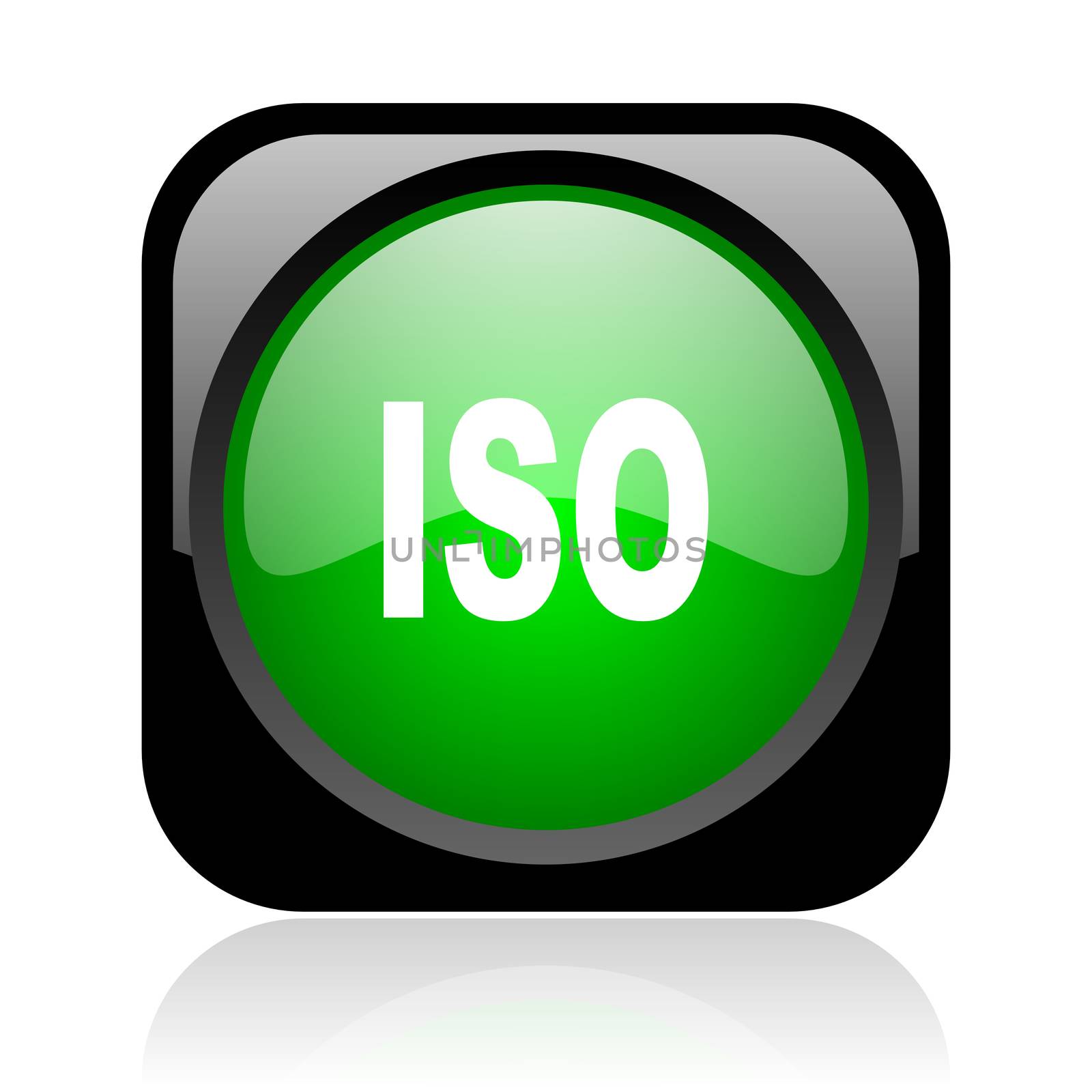 iso black and green square web glossy icon