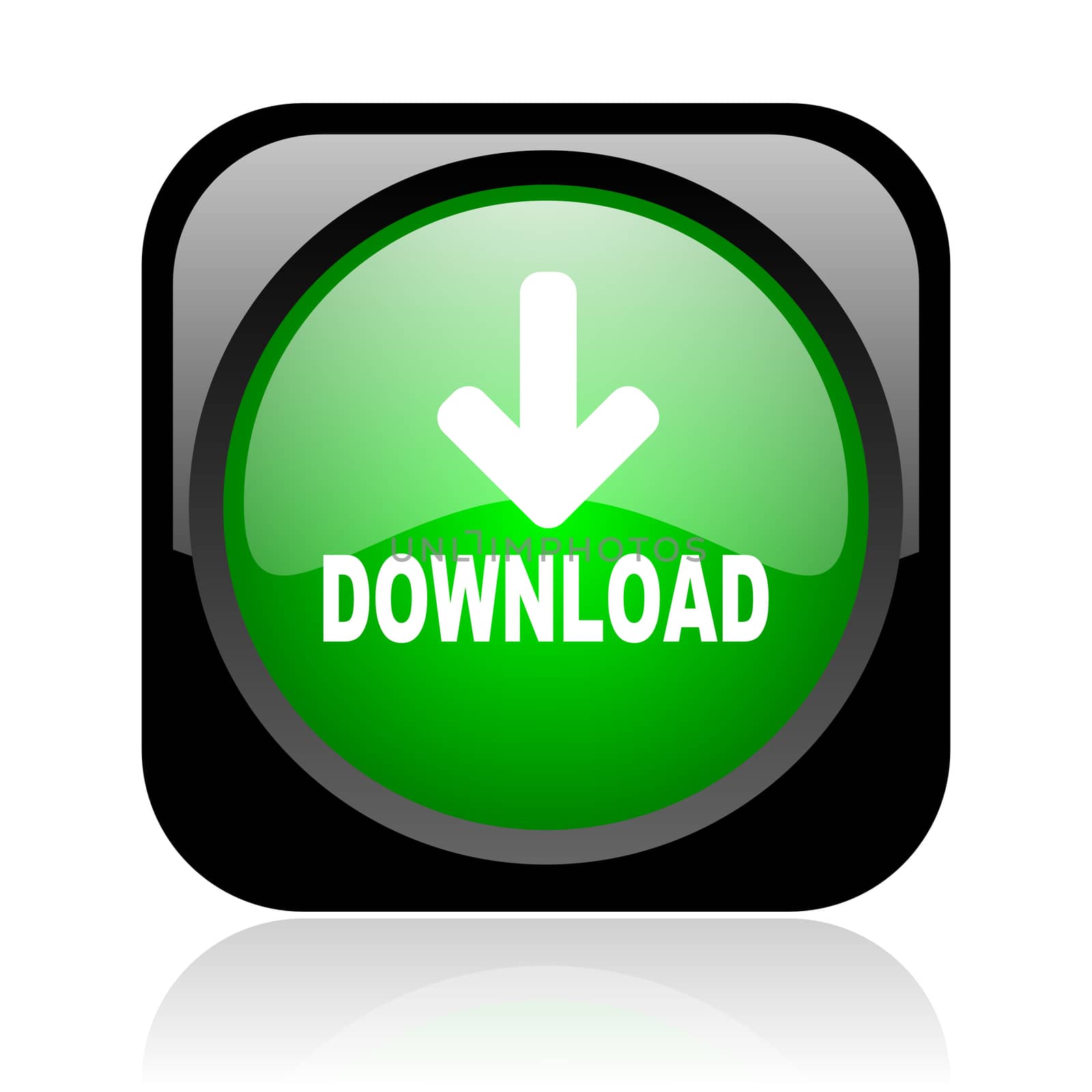 download black and green square web glossy icon
