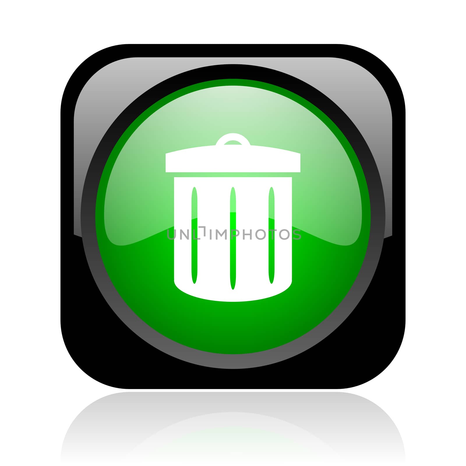 recycle black and green square web glossy icon