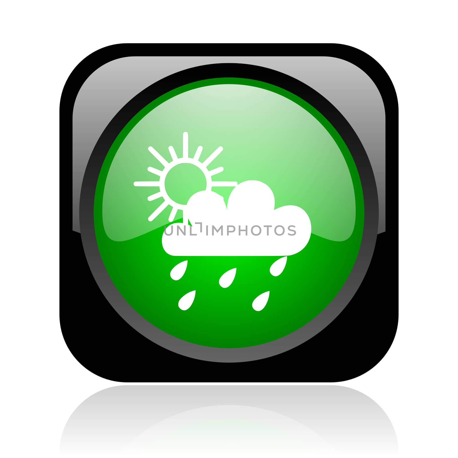 weather forecast black and green square web glossy icon