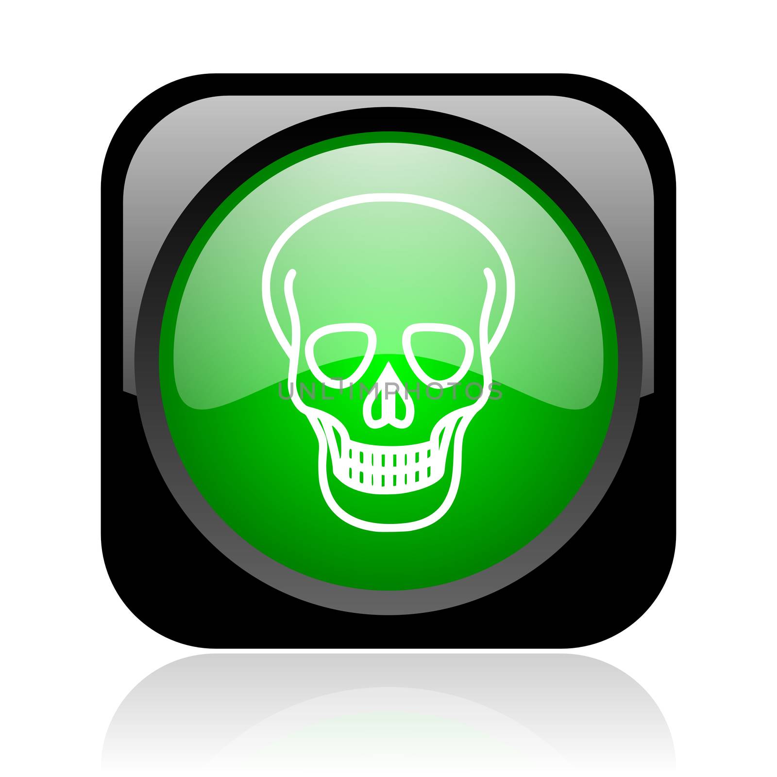 skull black and green square web glossy icon by alexwhite
