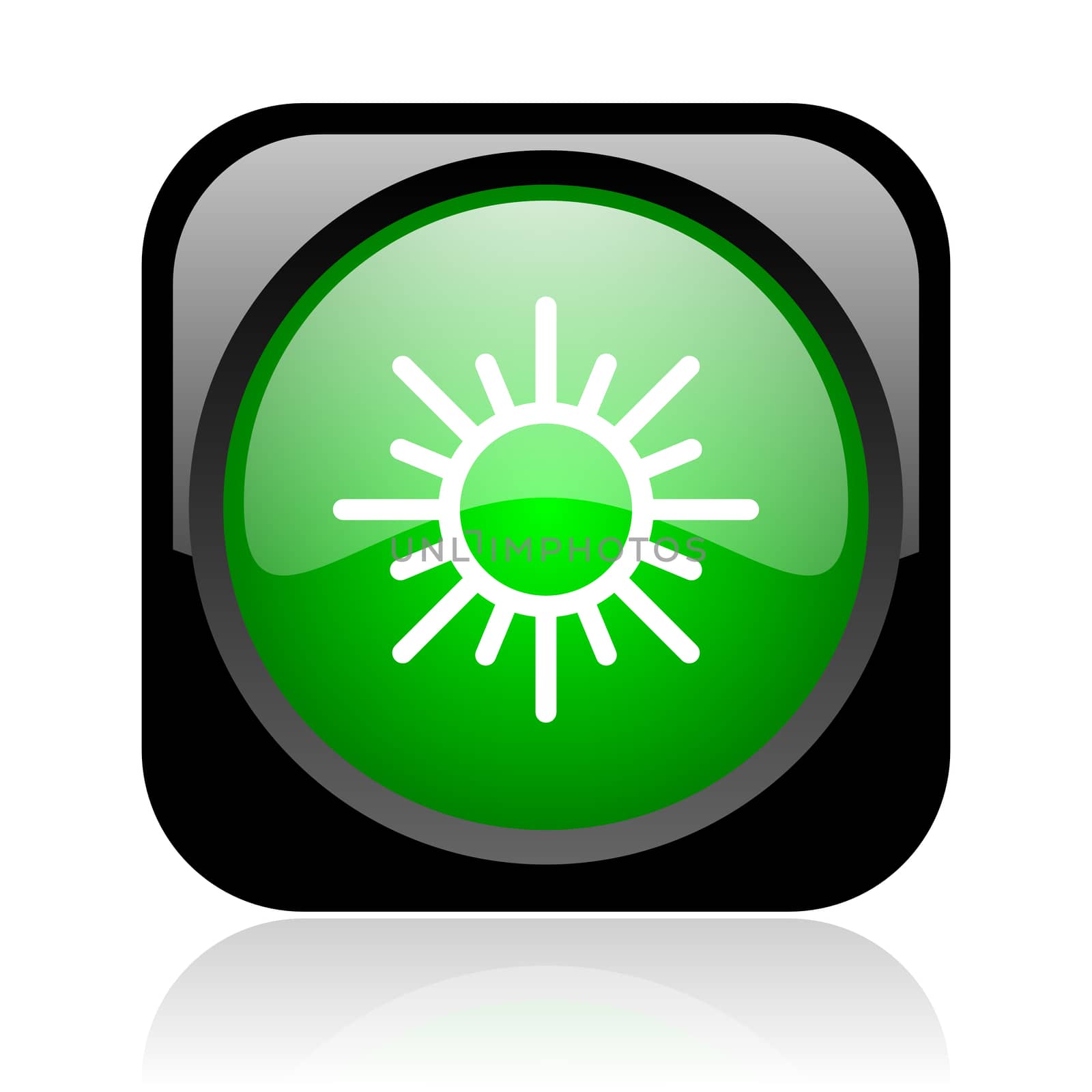 sun black and green square web glossy icon