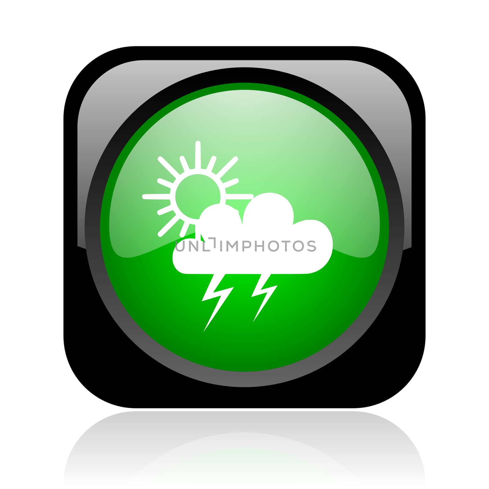 weather forecast black and green square web glossy icon