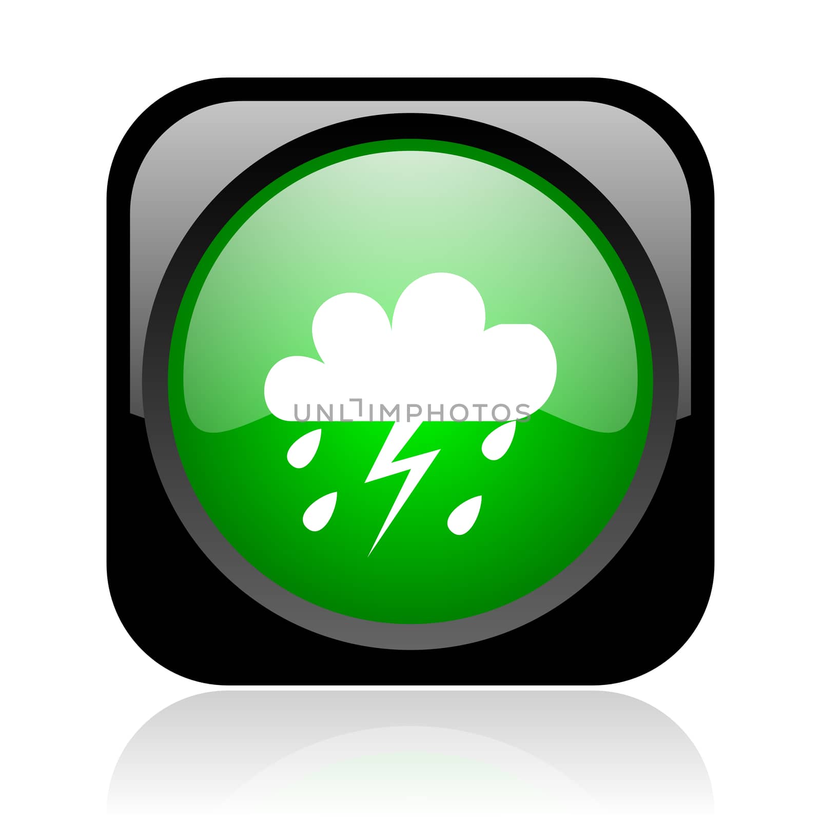 weather forecast black and green square web glossy icon