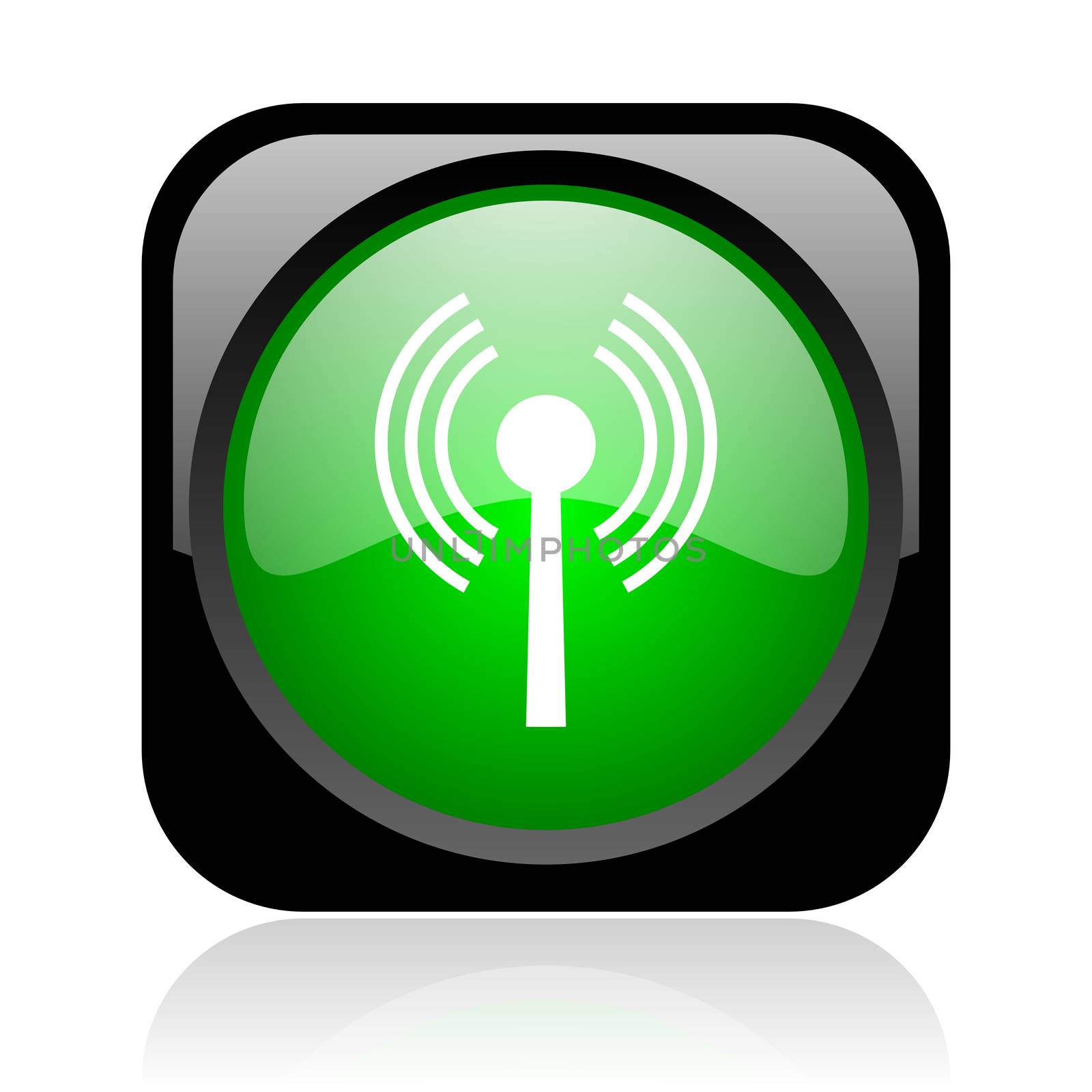 wifi black and green square web glossy icon