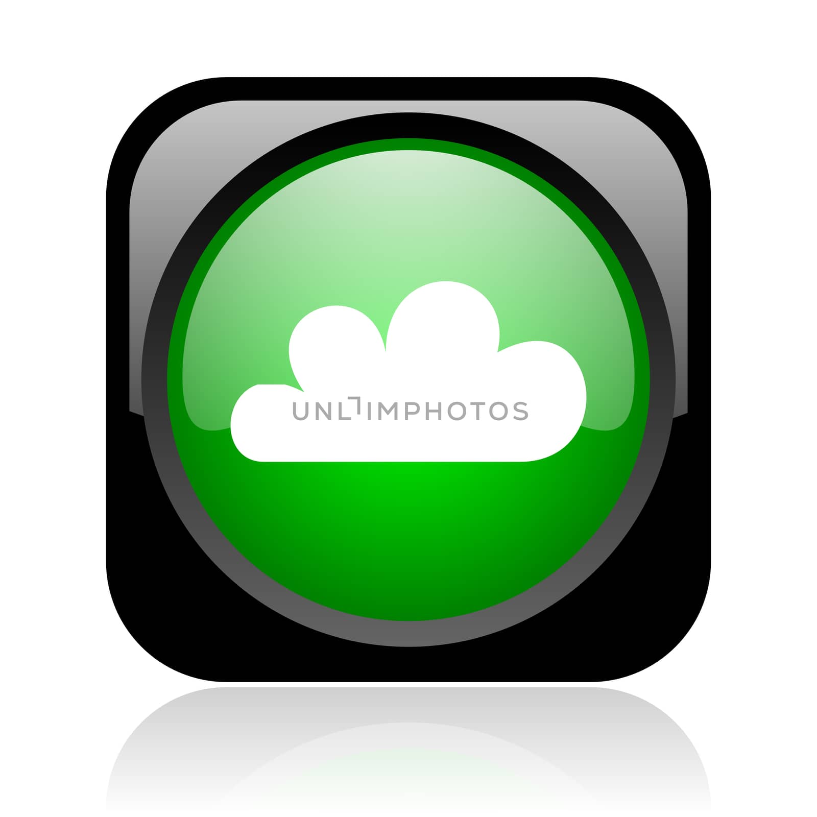 weather forecast black and green square web glossy icon