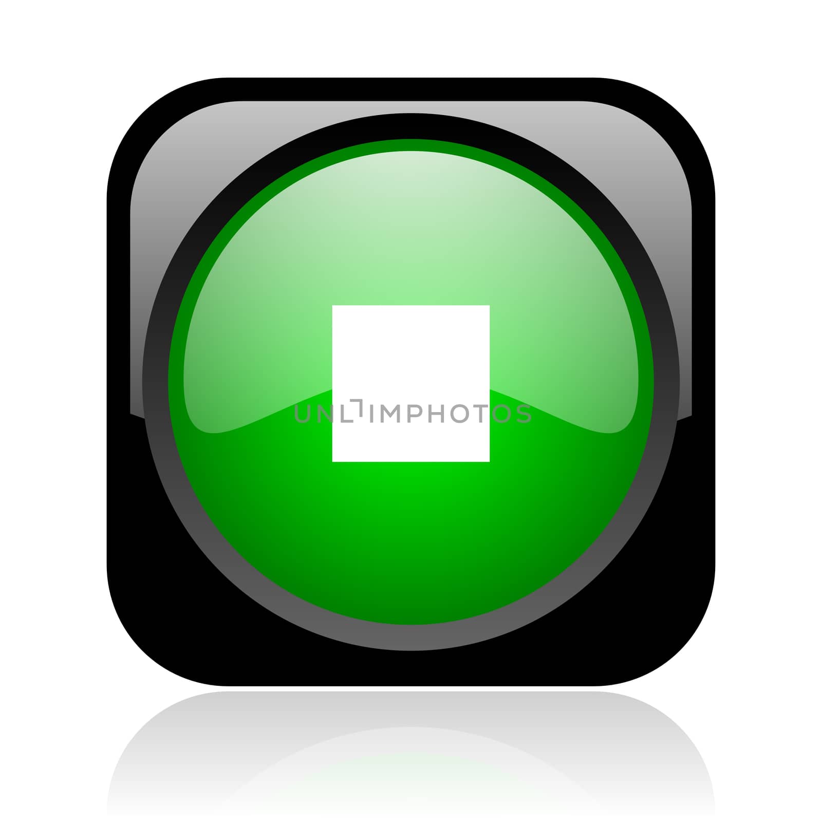 stop black and green square web glossy icon