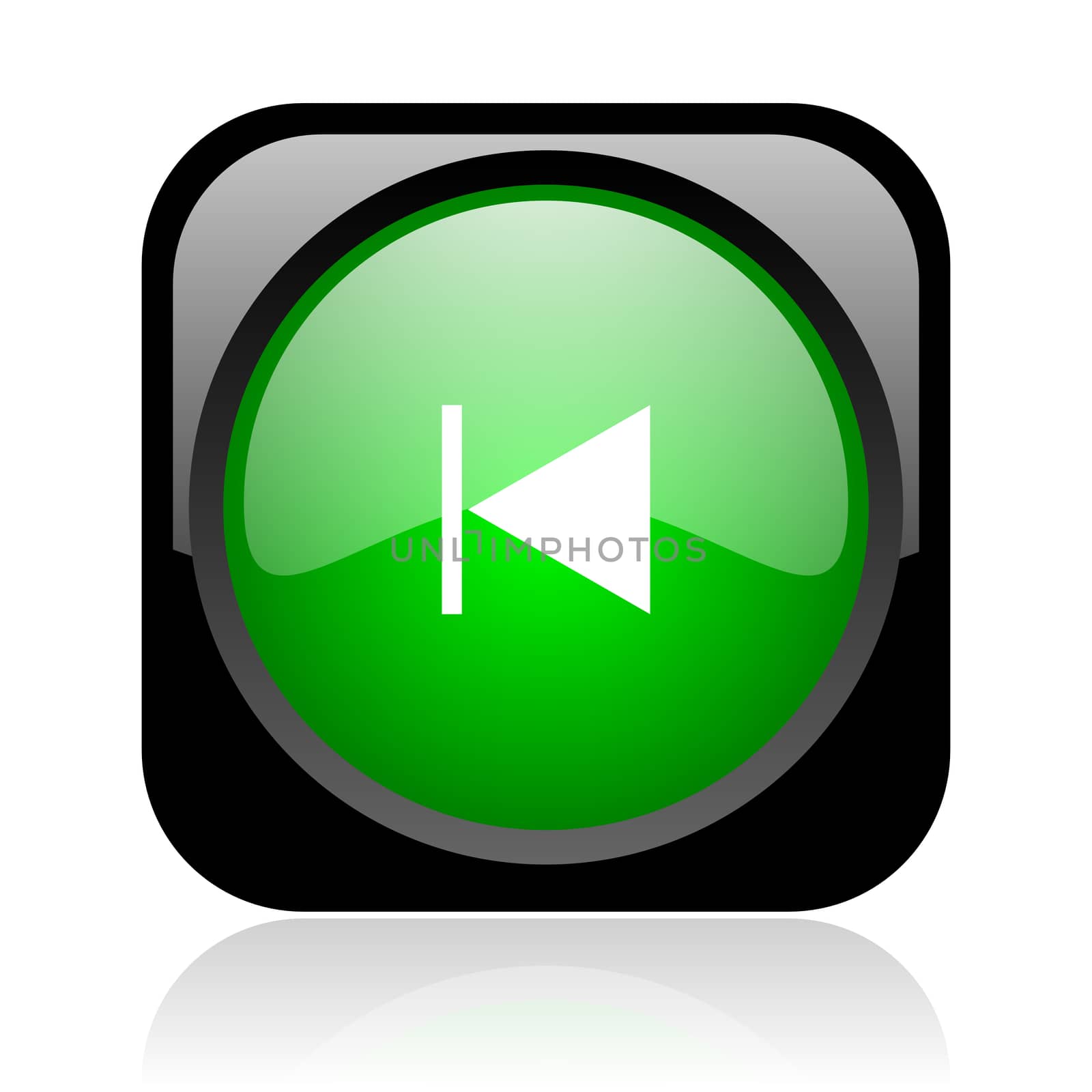 prev black and green square web glossy icon
