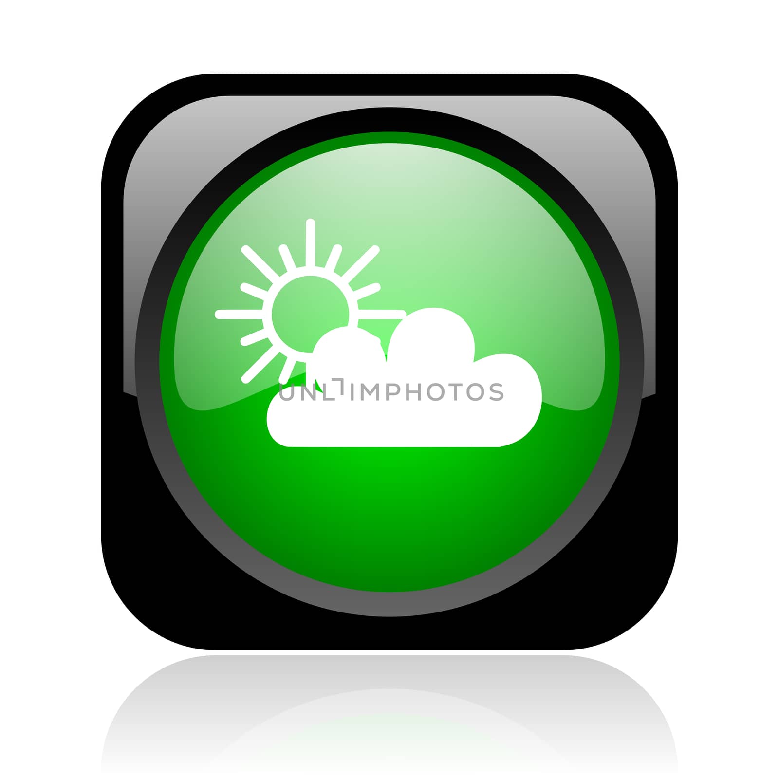 weather forecast black and green square web glossy icon