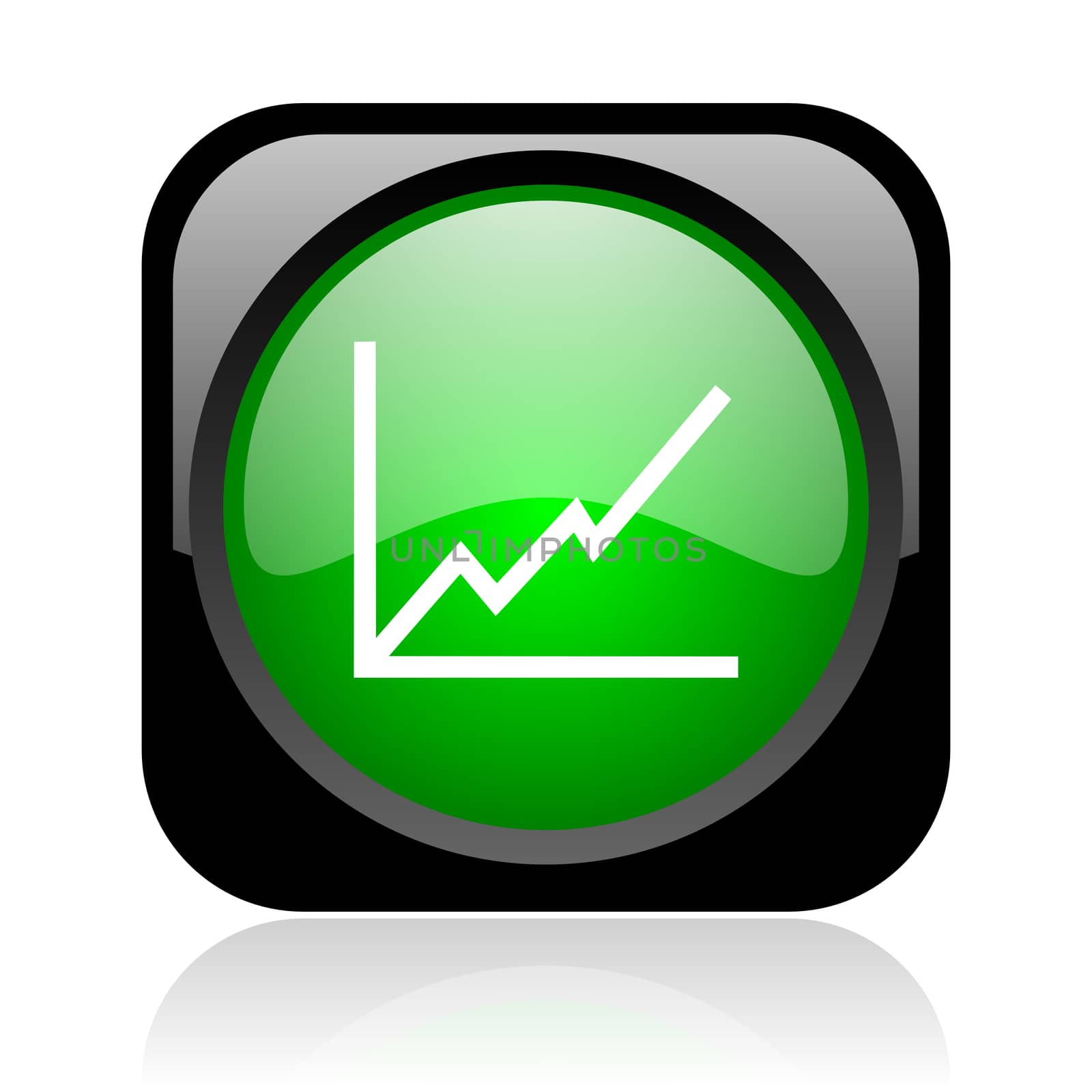 chart black and green square web glossy icon