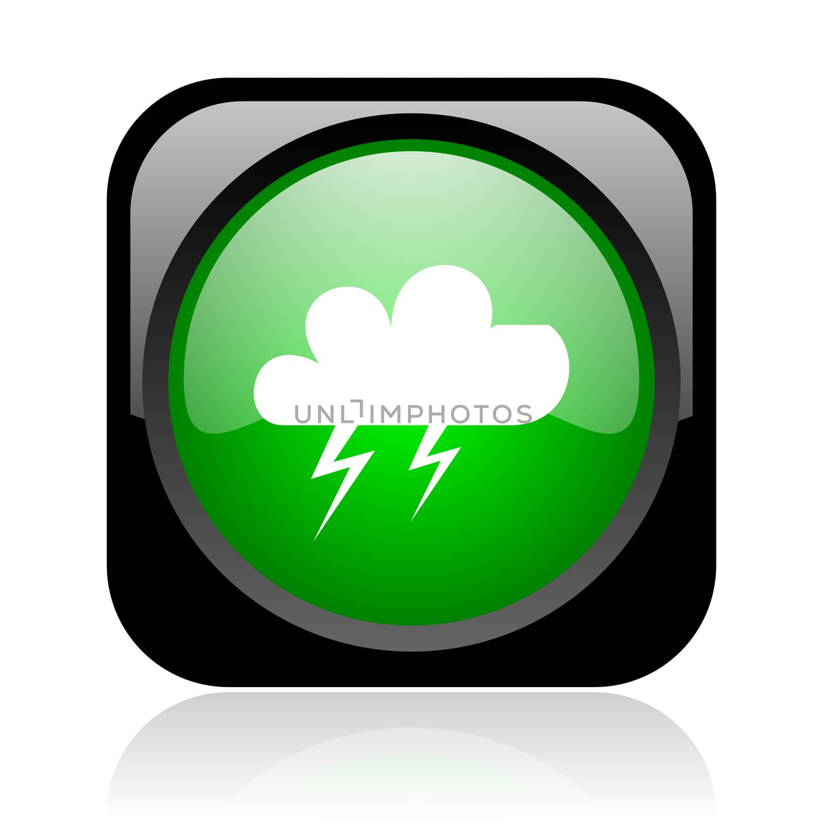 weather forecast black and green square web glossy icon