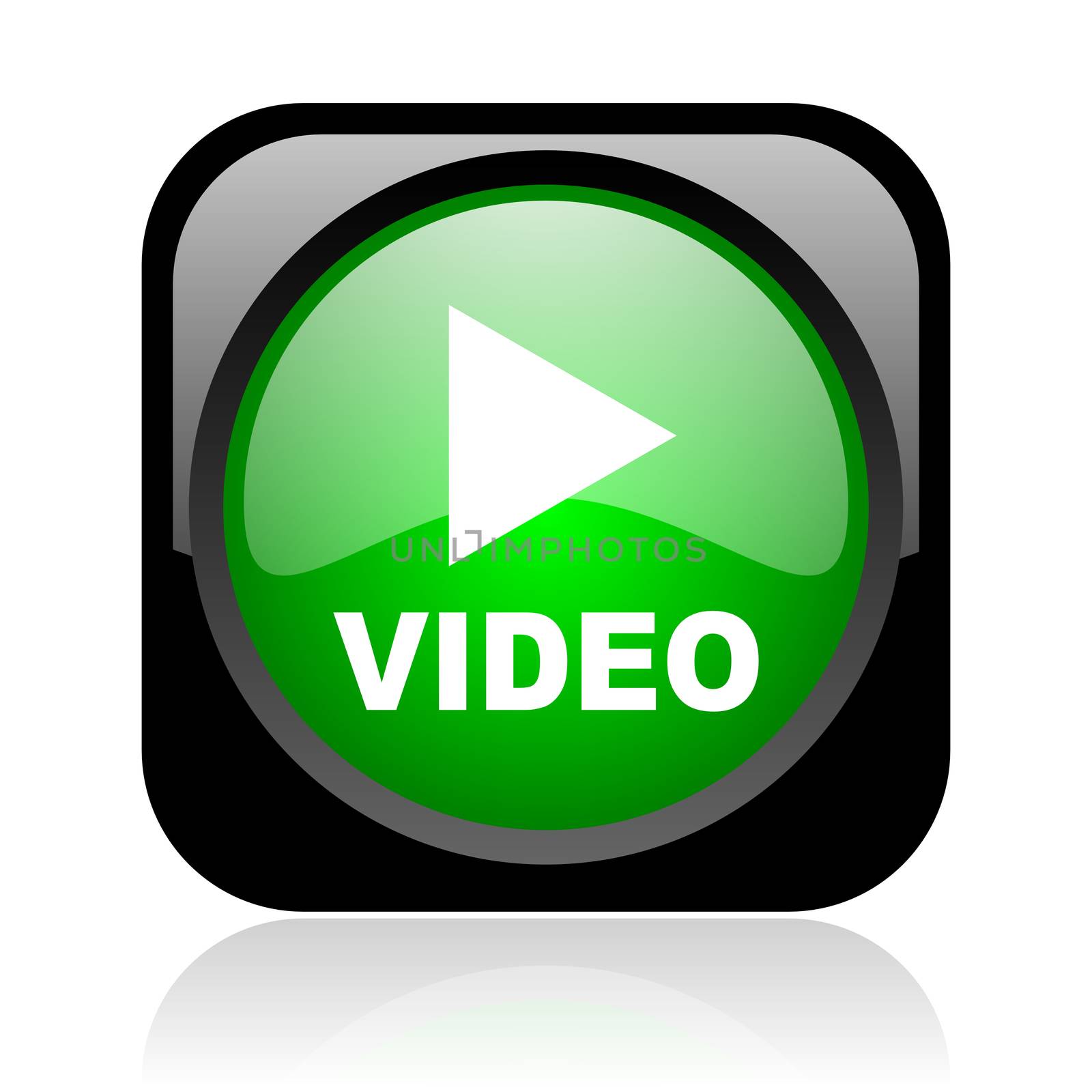 video black and green square web glossy icon
