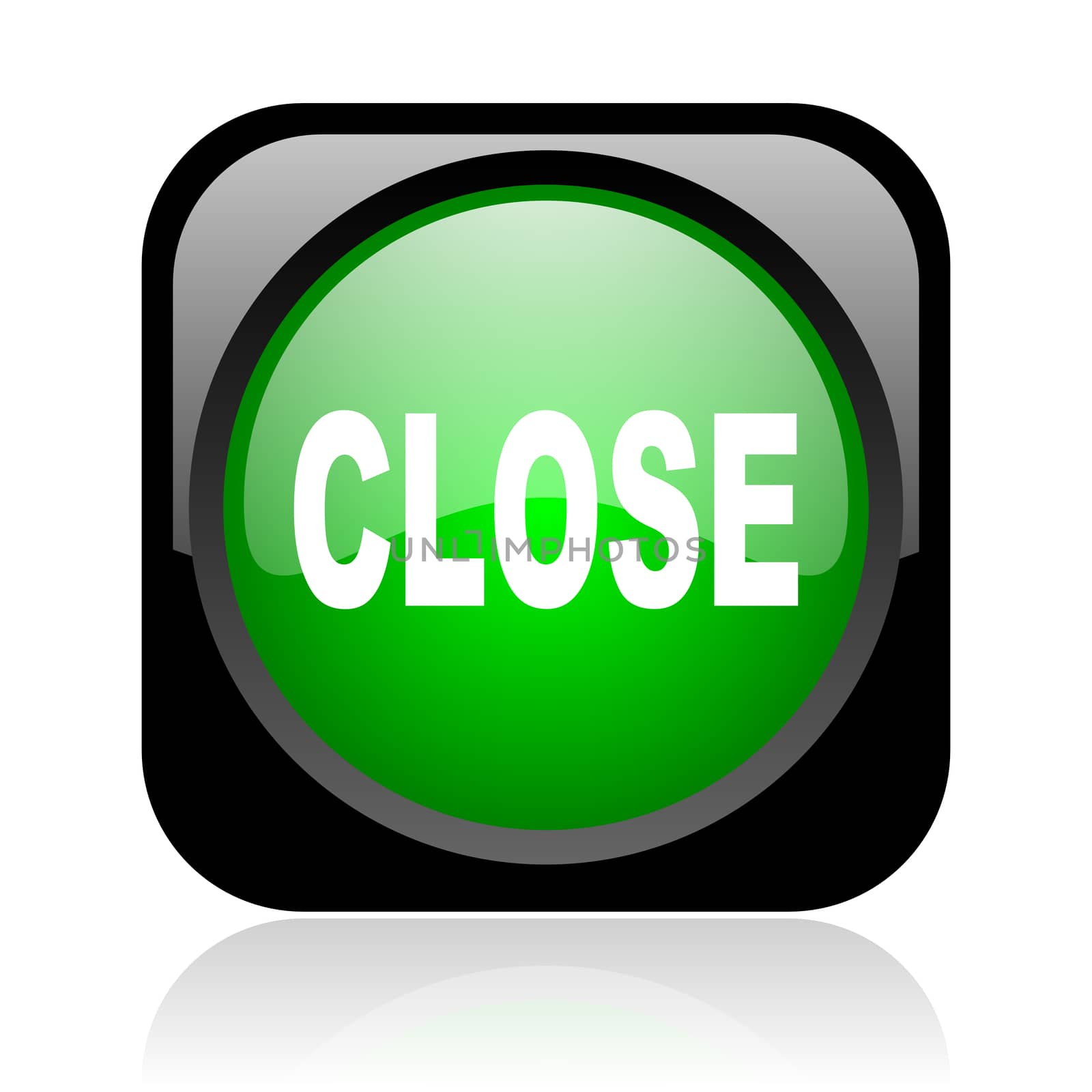 close black and green square web glossy icon