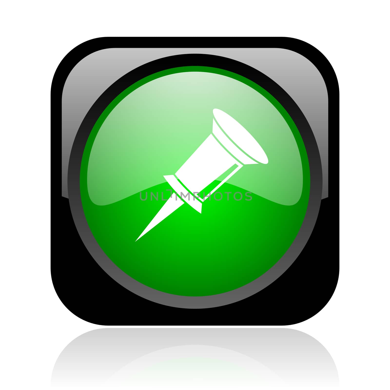 pin black and green square web glossy icon