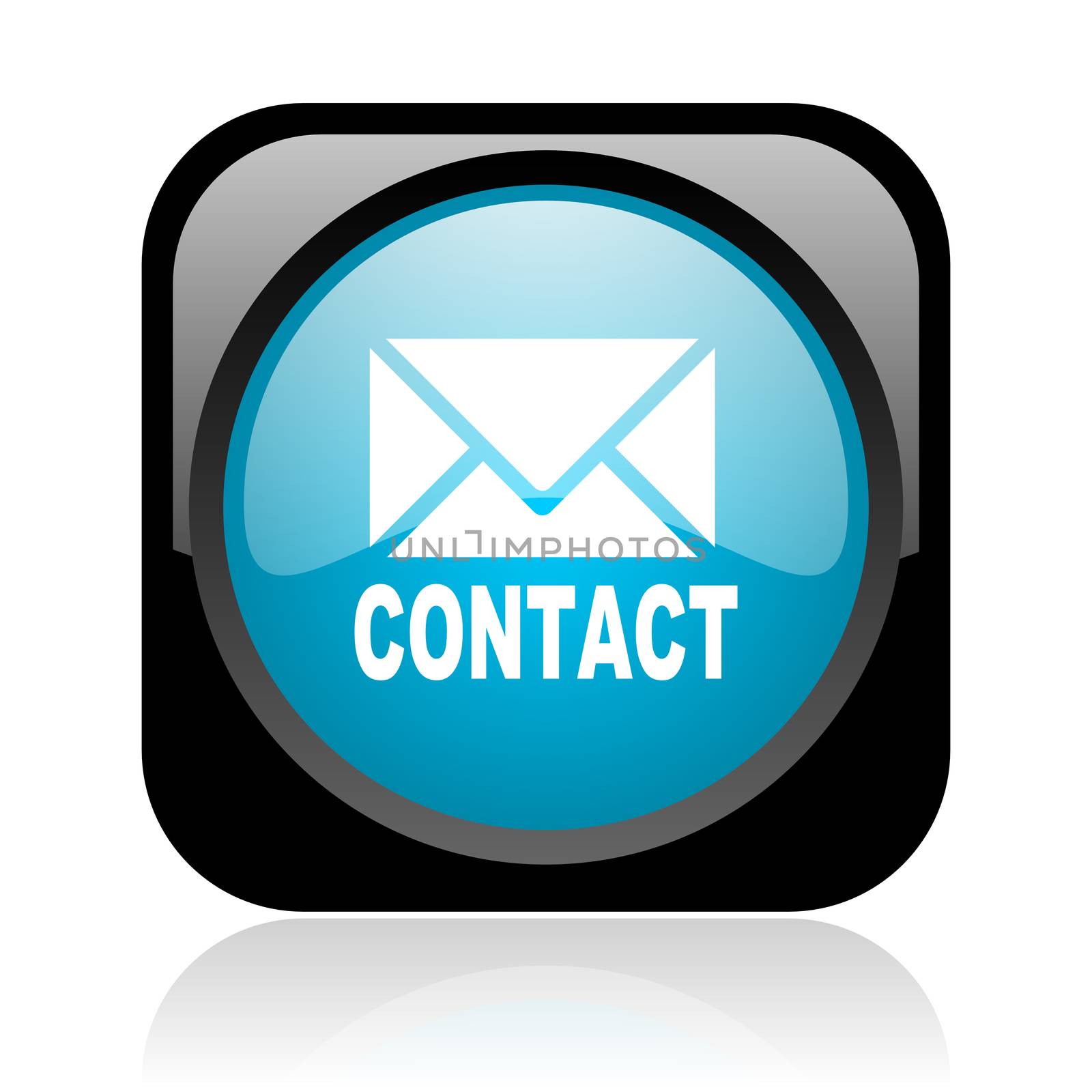 contact black and blue square web glossy icon