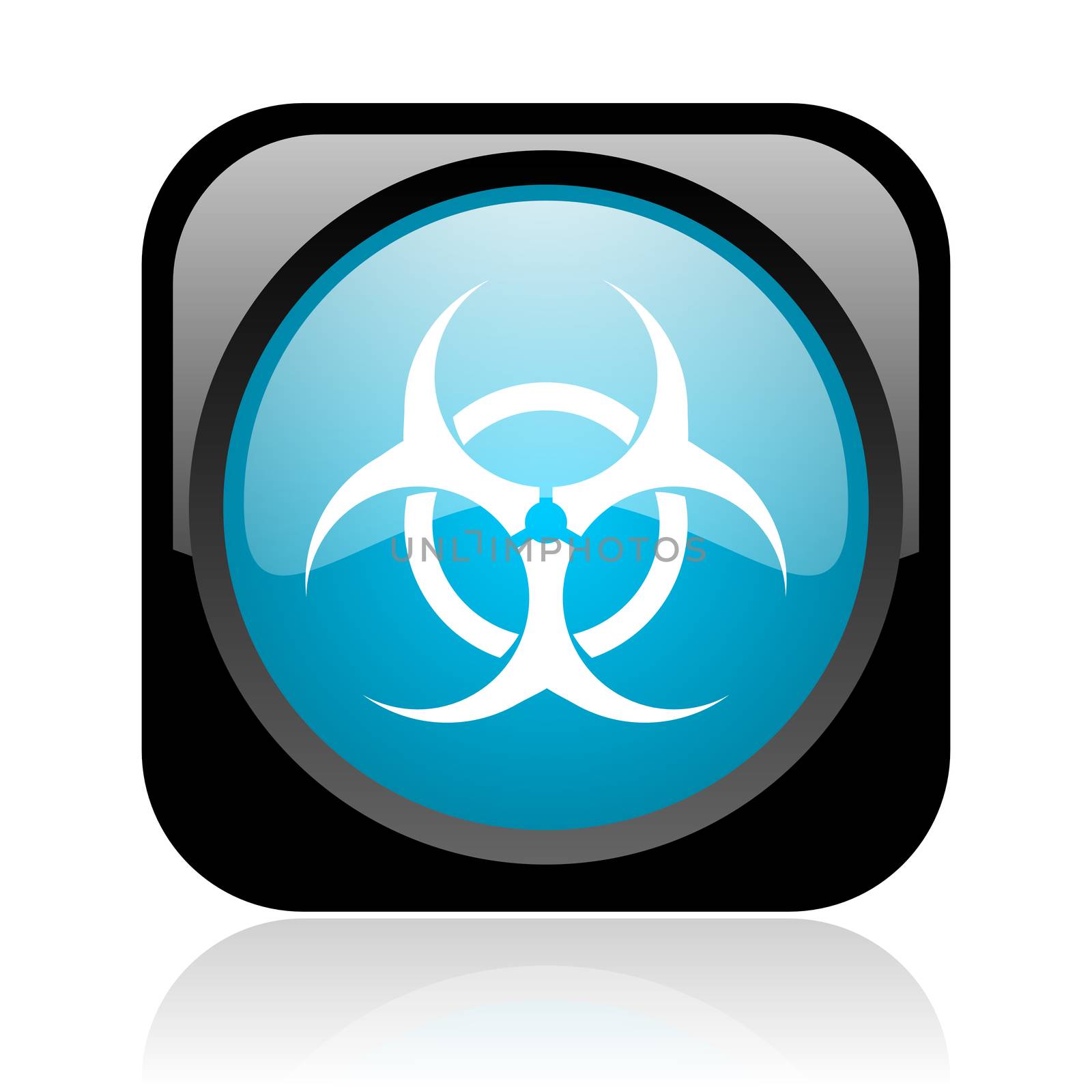 virus black and blue square web glossy icon