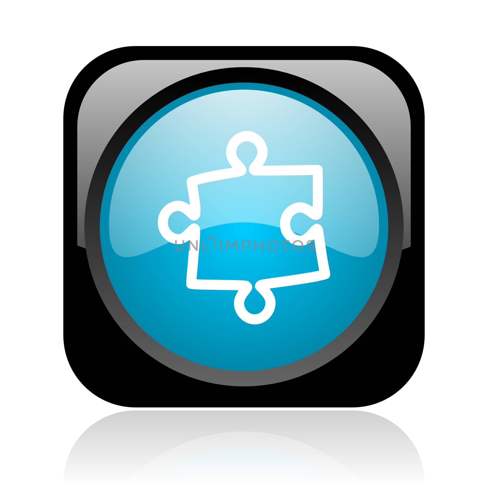 puzzle black and blue square web glossy icon