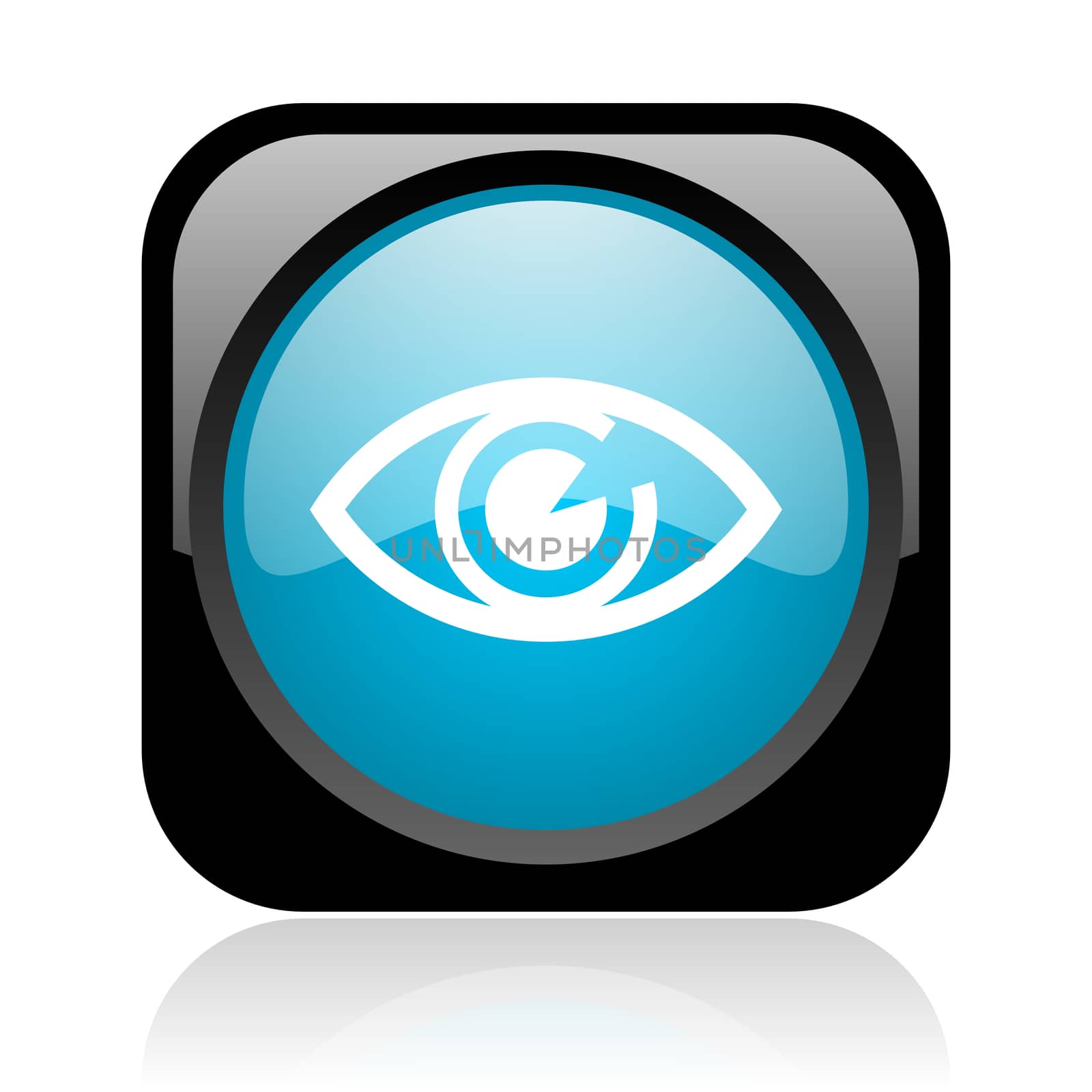 eye black and blue square web glossy icon