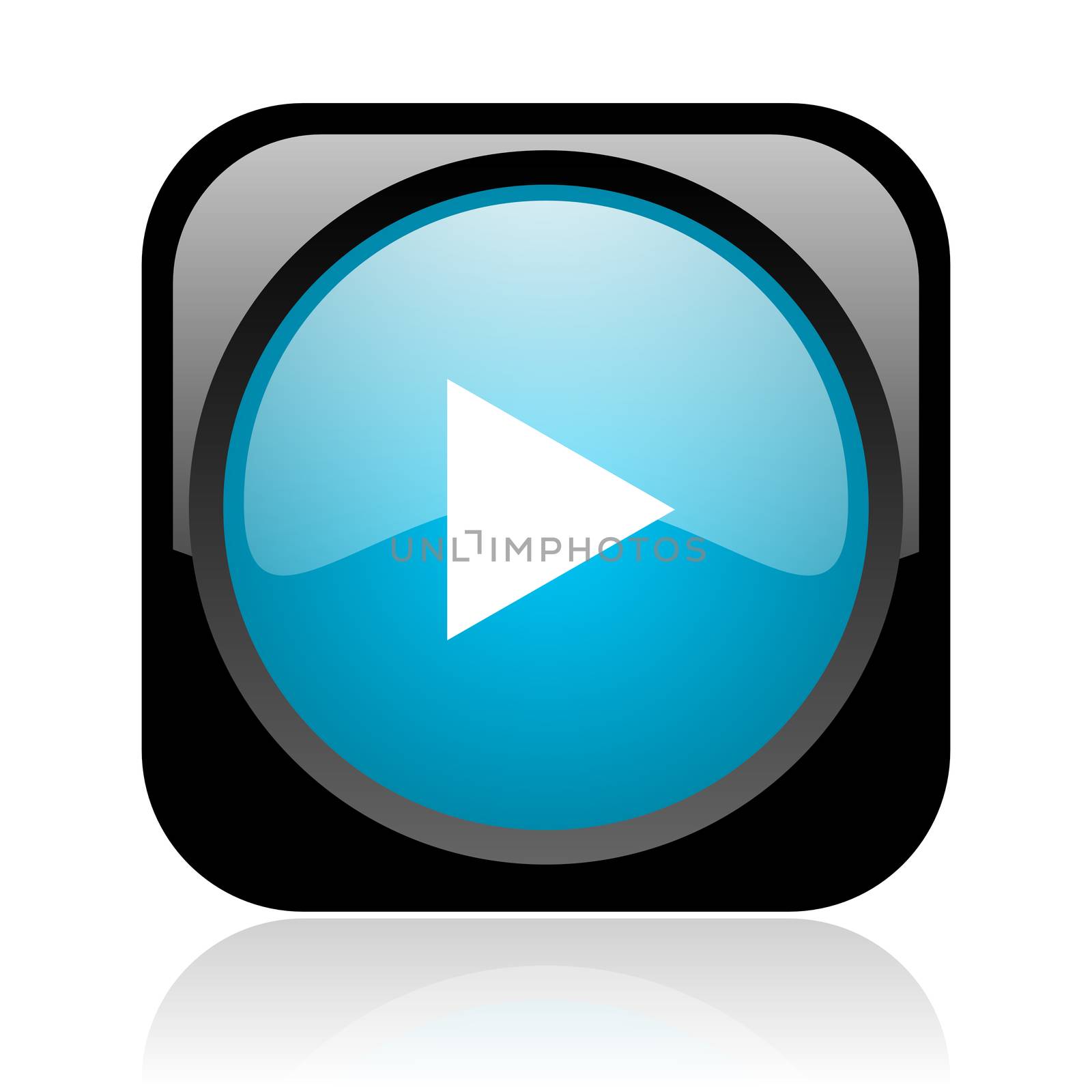 play black and blue square web glossy icon