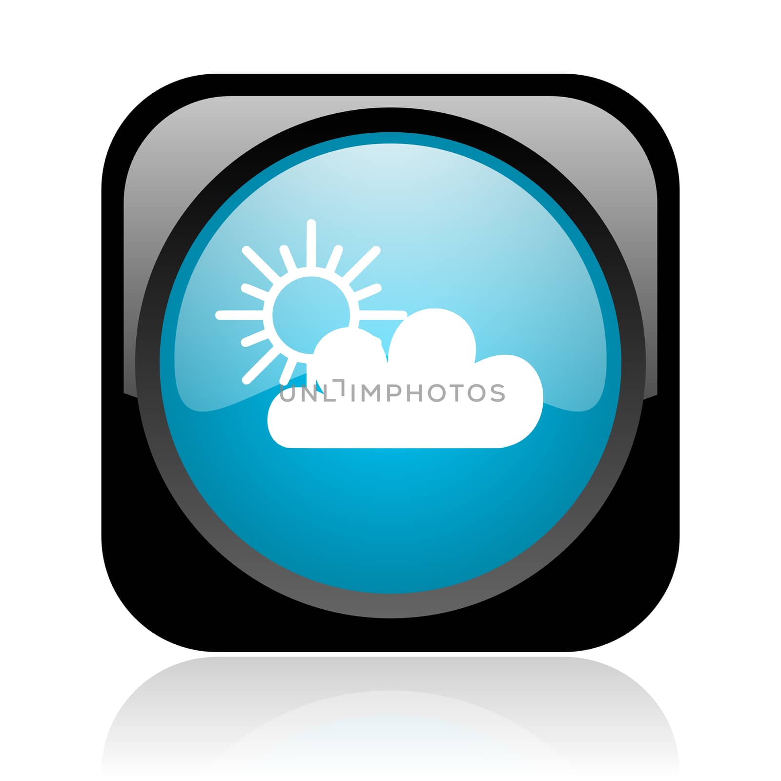 weather forecast black and blue square web glossy icon