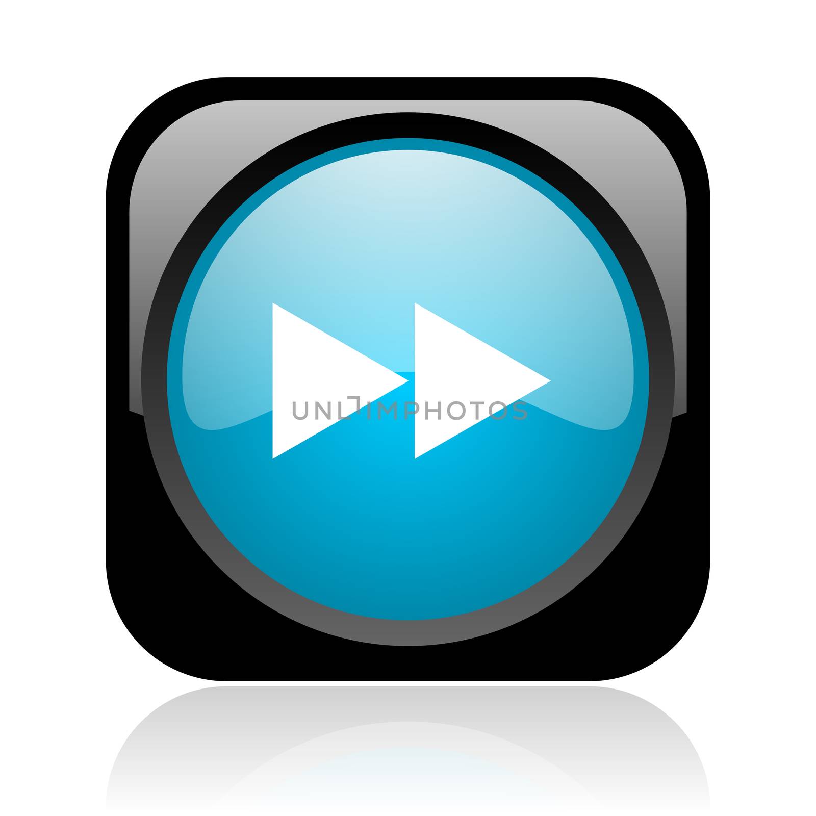 scroll black and blue square web glossy icon