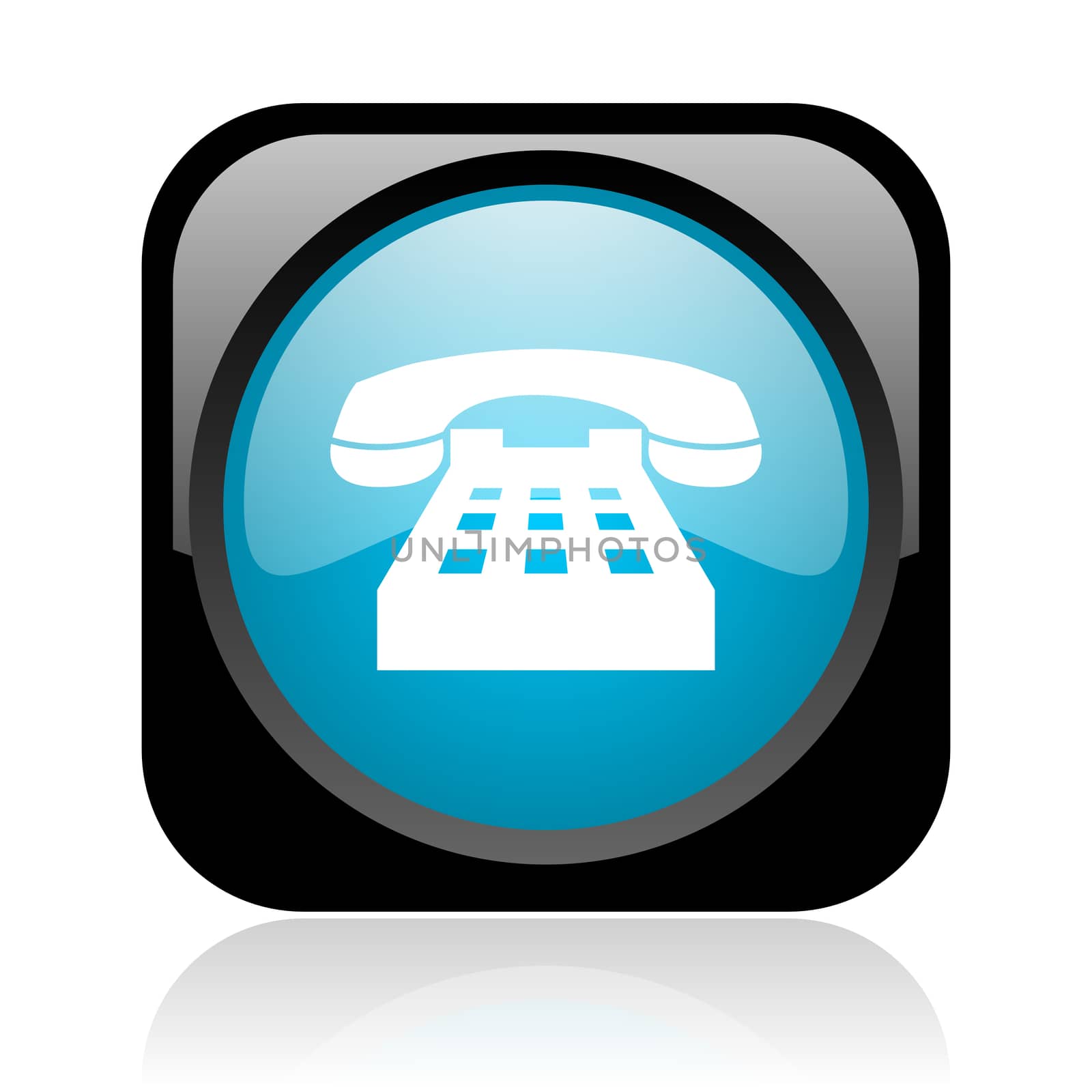 phone black and blue square web glossy icon