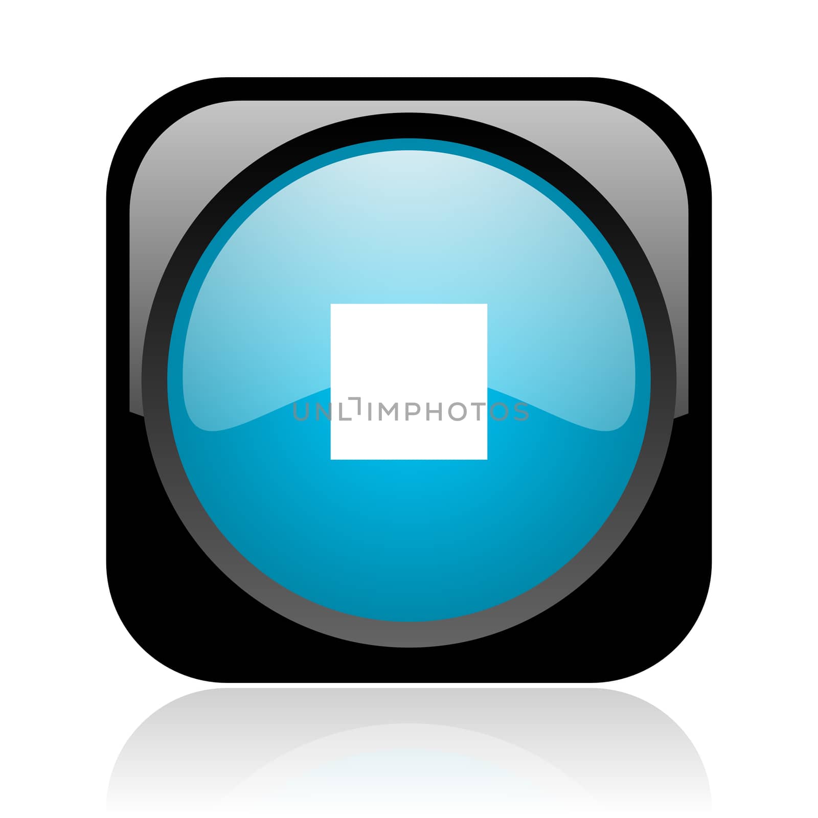 stop black and blue square web glossy icon