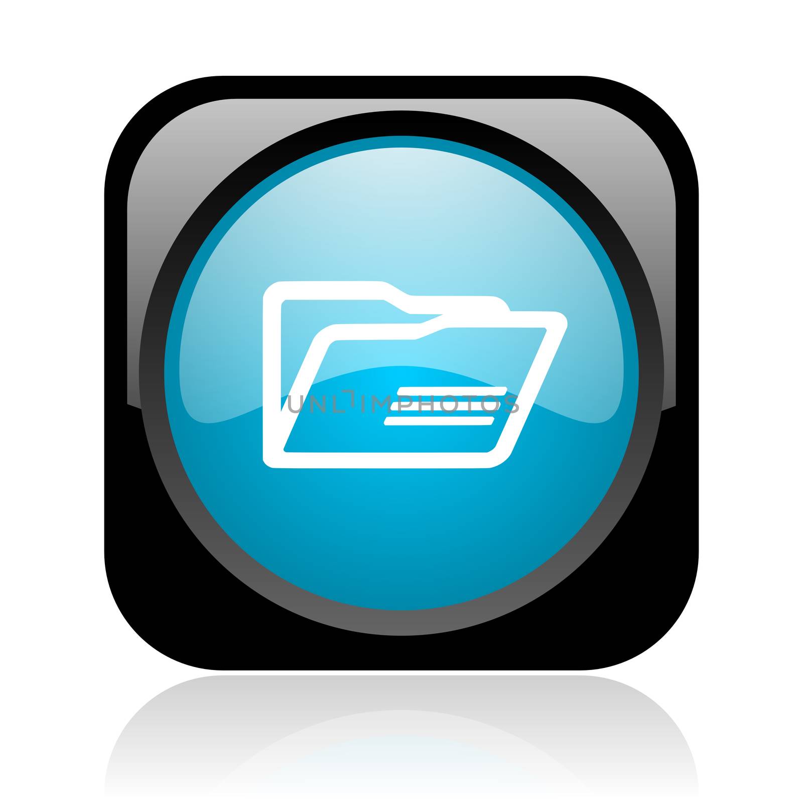 folder black and blue square web glossy icon