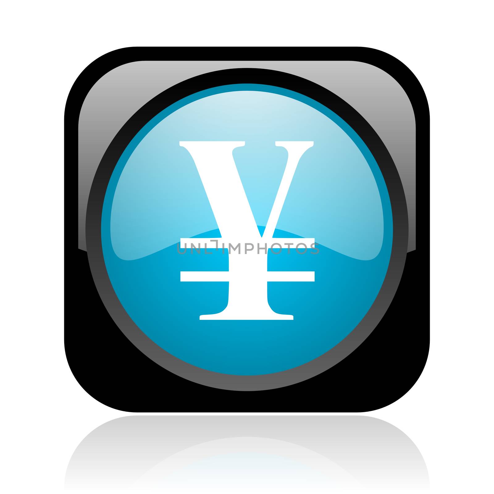 yen black and blue square web glossy icon